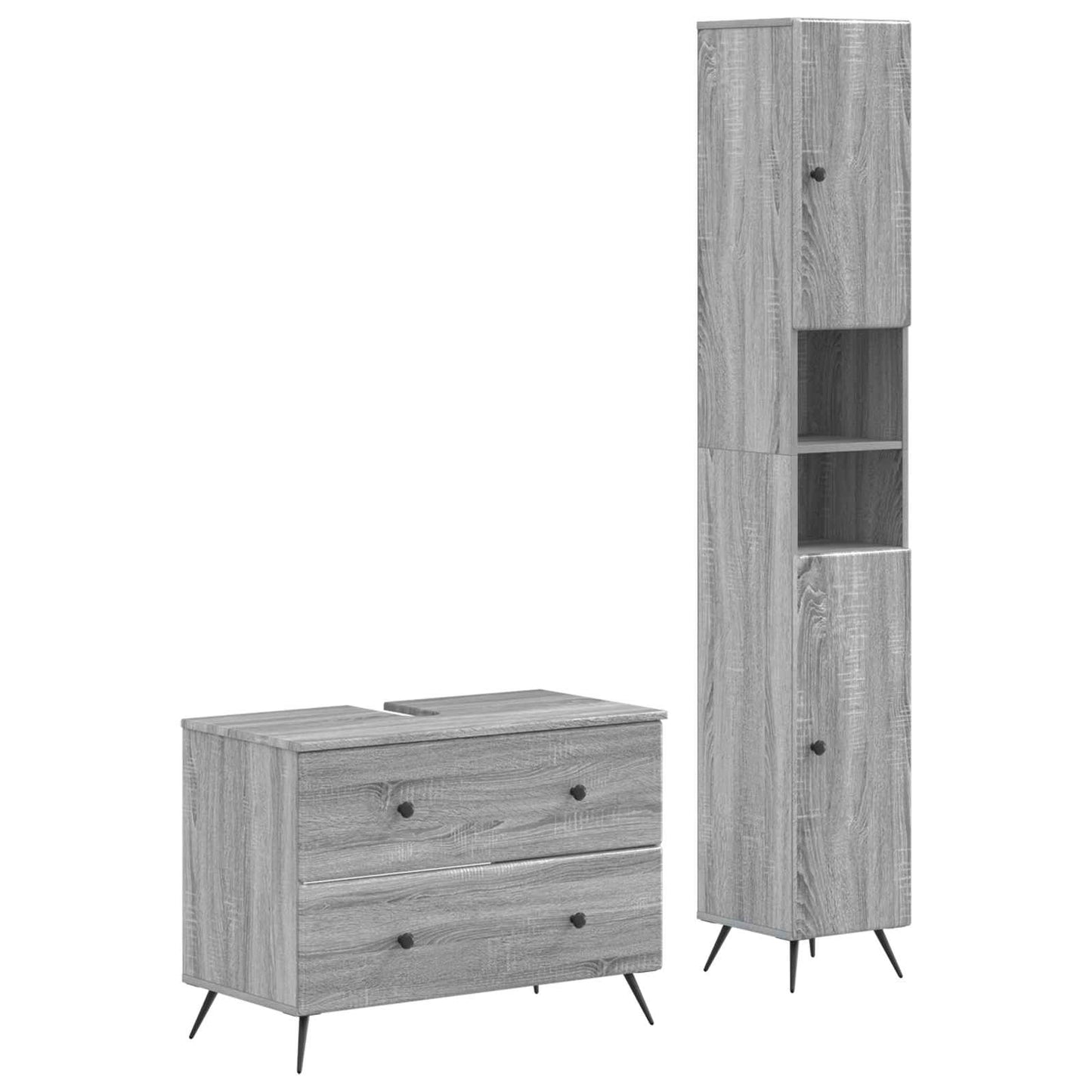2 Piece Bathroom Cabinet Set BREDA Grey Sonoma Engineered Wood