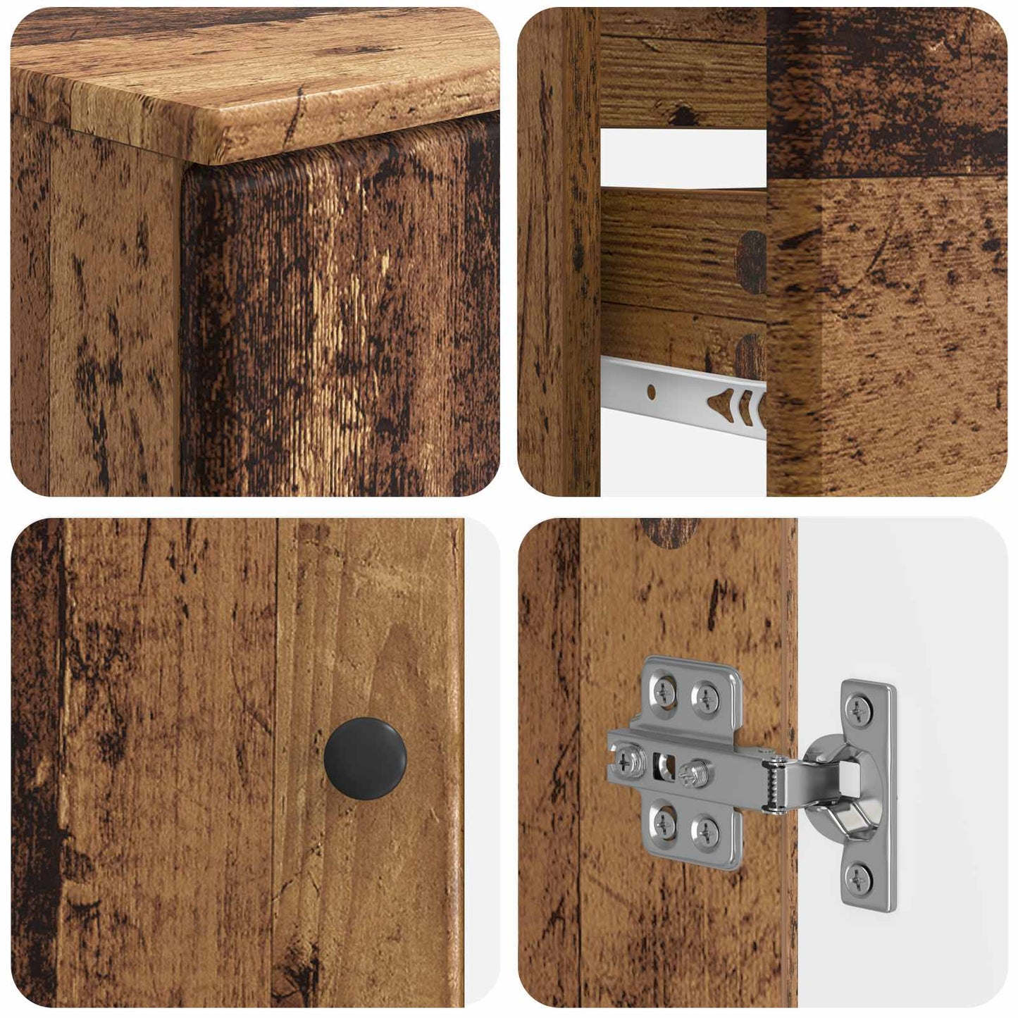 2 Piece Bathroom Cabinet Set BREDA Old Wood Engineered Wood