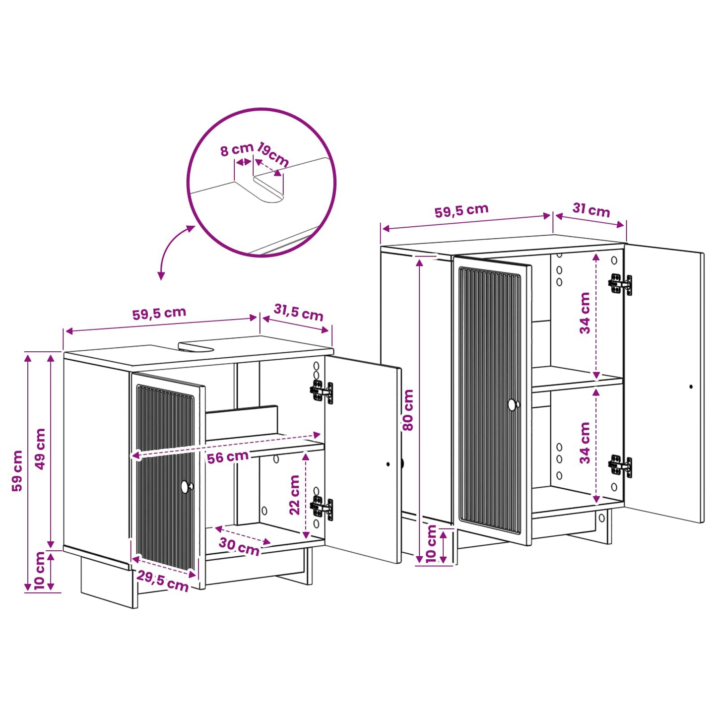 2 Piece Bathroom Cabinet Set EDE Sonoma Oak Engineered Wood
