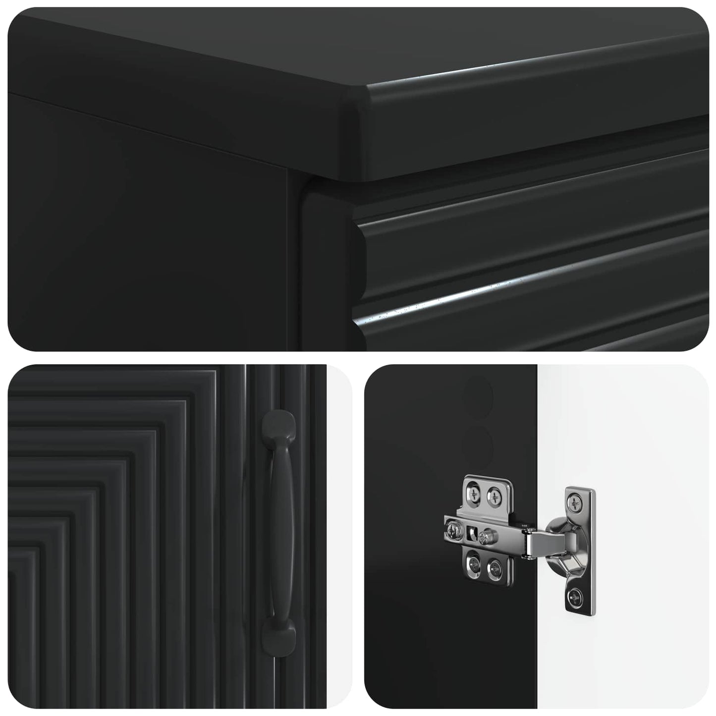 2 Piece Bathroom Cabinet Set HAARLEM Black Engineered Wood