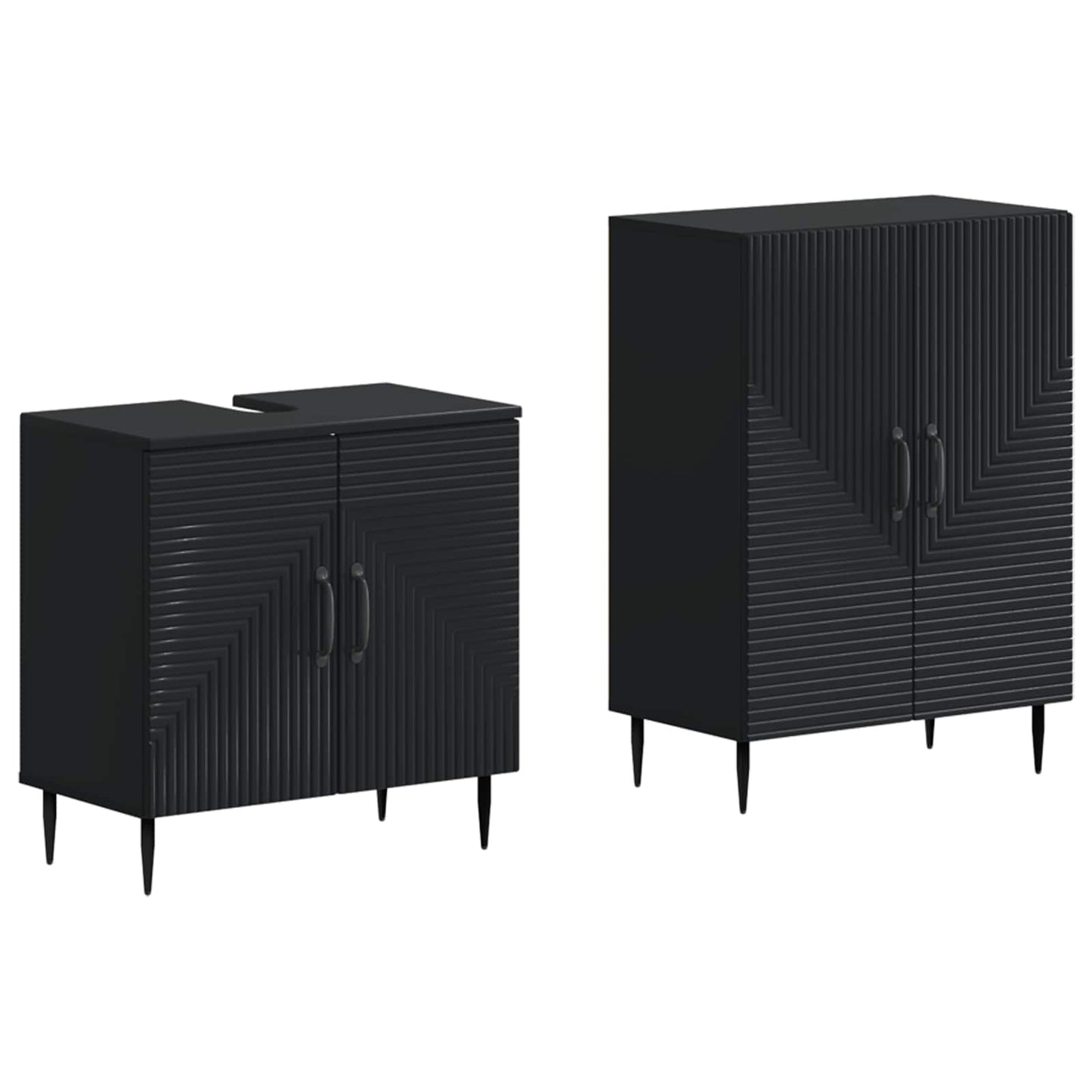 2 Piece Bathroom Cabinet Set HAARLEM Black Engineered Wood