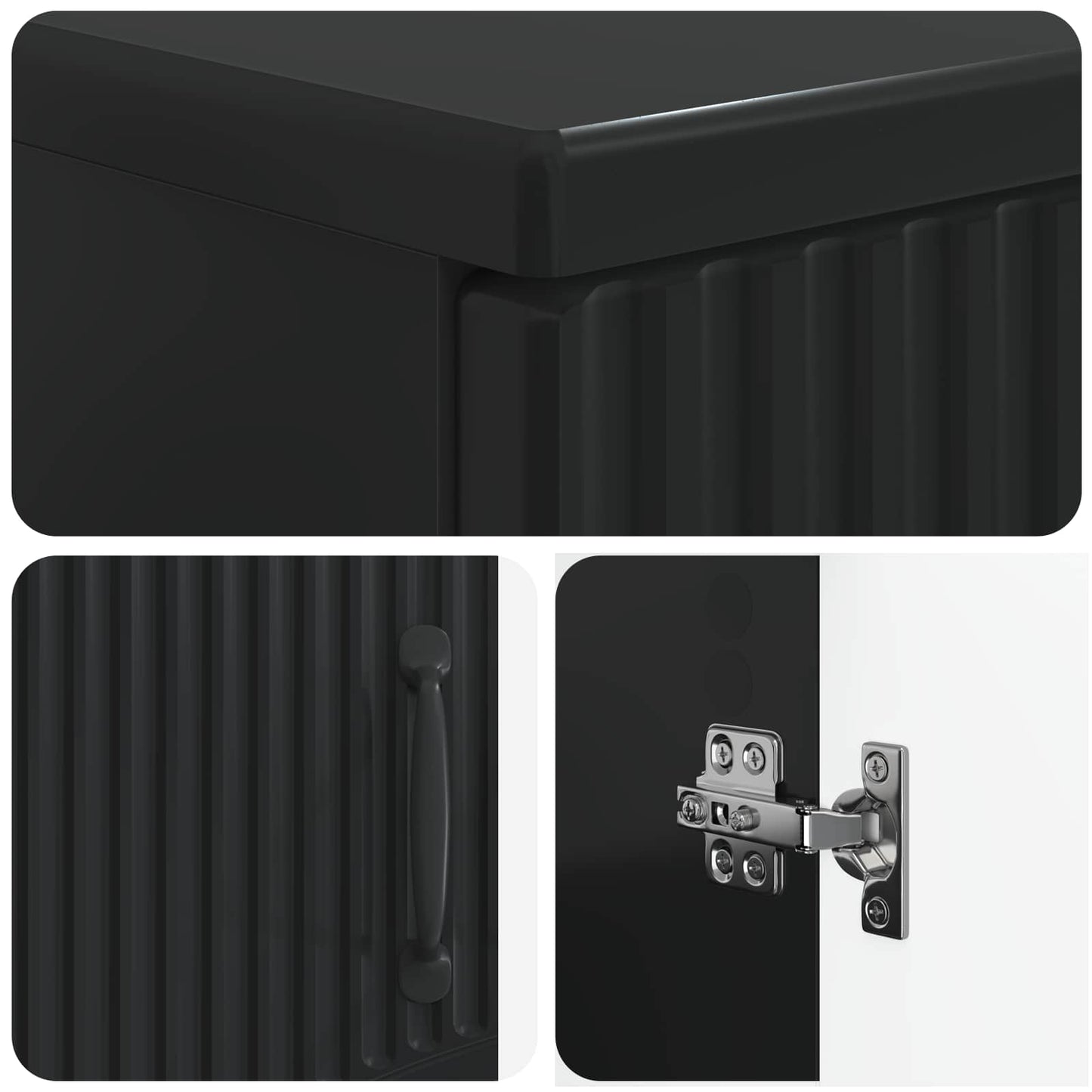 2 Piece Bathroom Cabinet Set HOORN Black Engineered Wood
