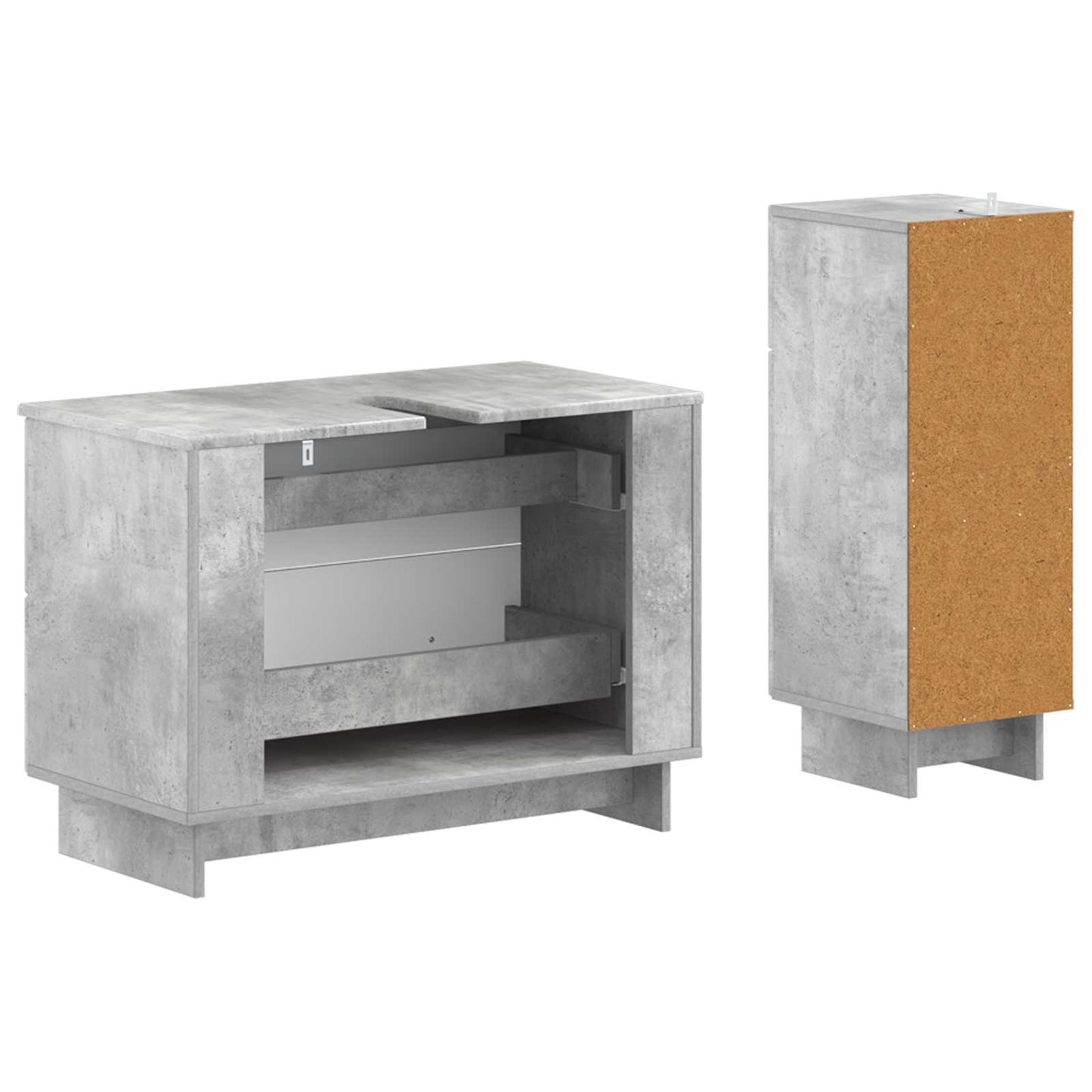 2 Piece Bathroom Cabinet Set EDE Concrete Grey Engineered Wood