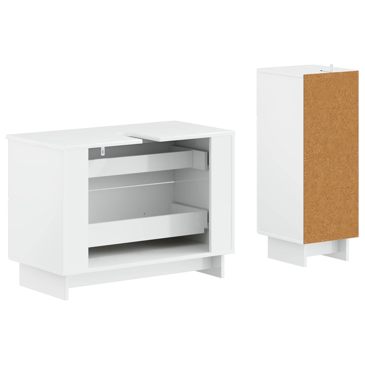 2 Piece Bathroom Cabinet Set EDE High Gloss White