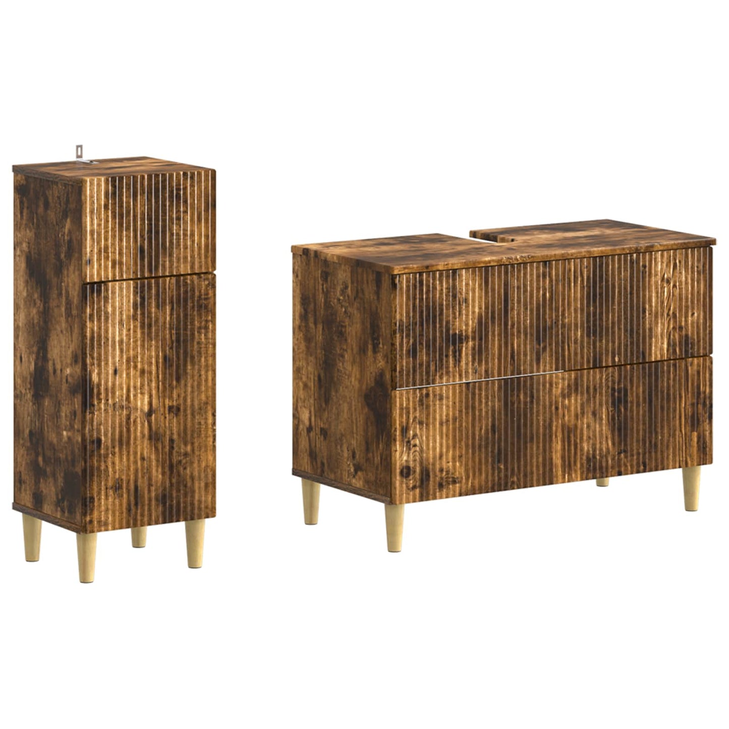 2 Piece Bathroom Cabinet Set ARNHEM Smoked Oak Engineered Wood
