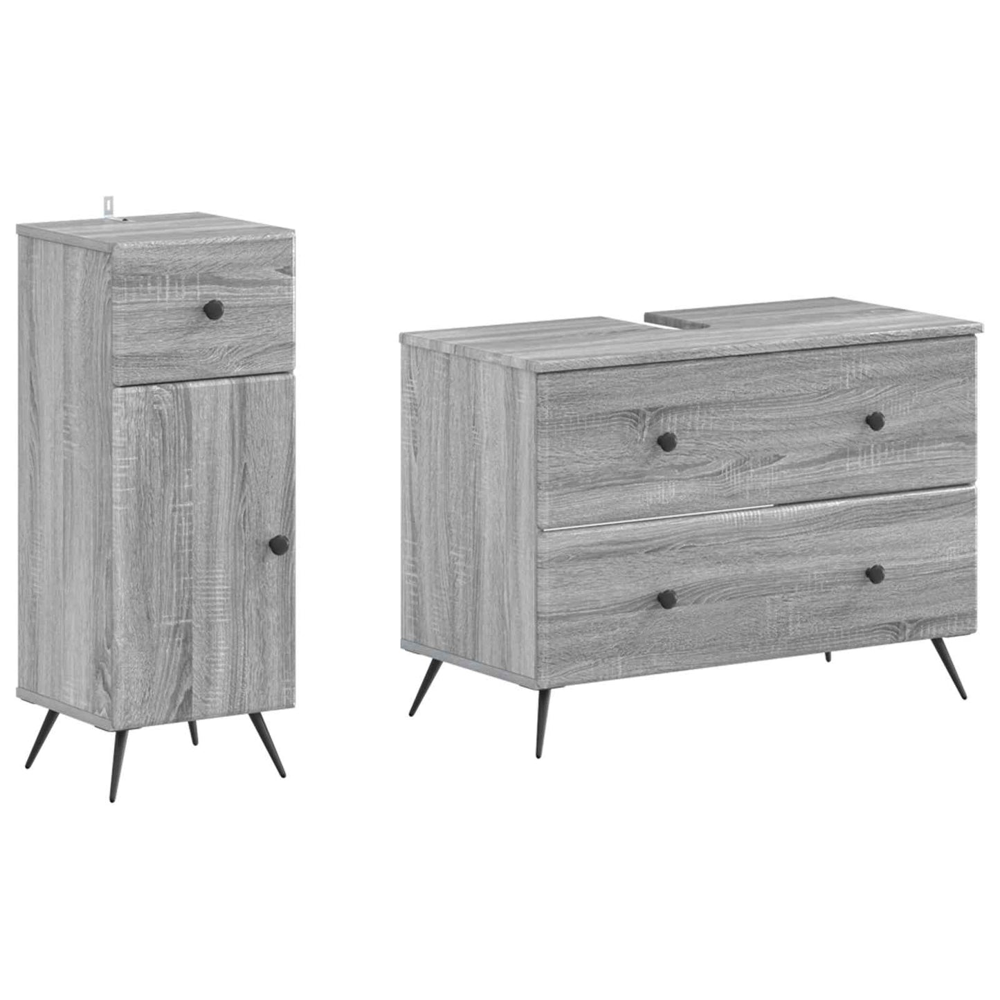 2 Piece Bathroom Cabinet Set BREDA Grey Sonoma Engineered Wood