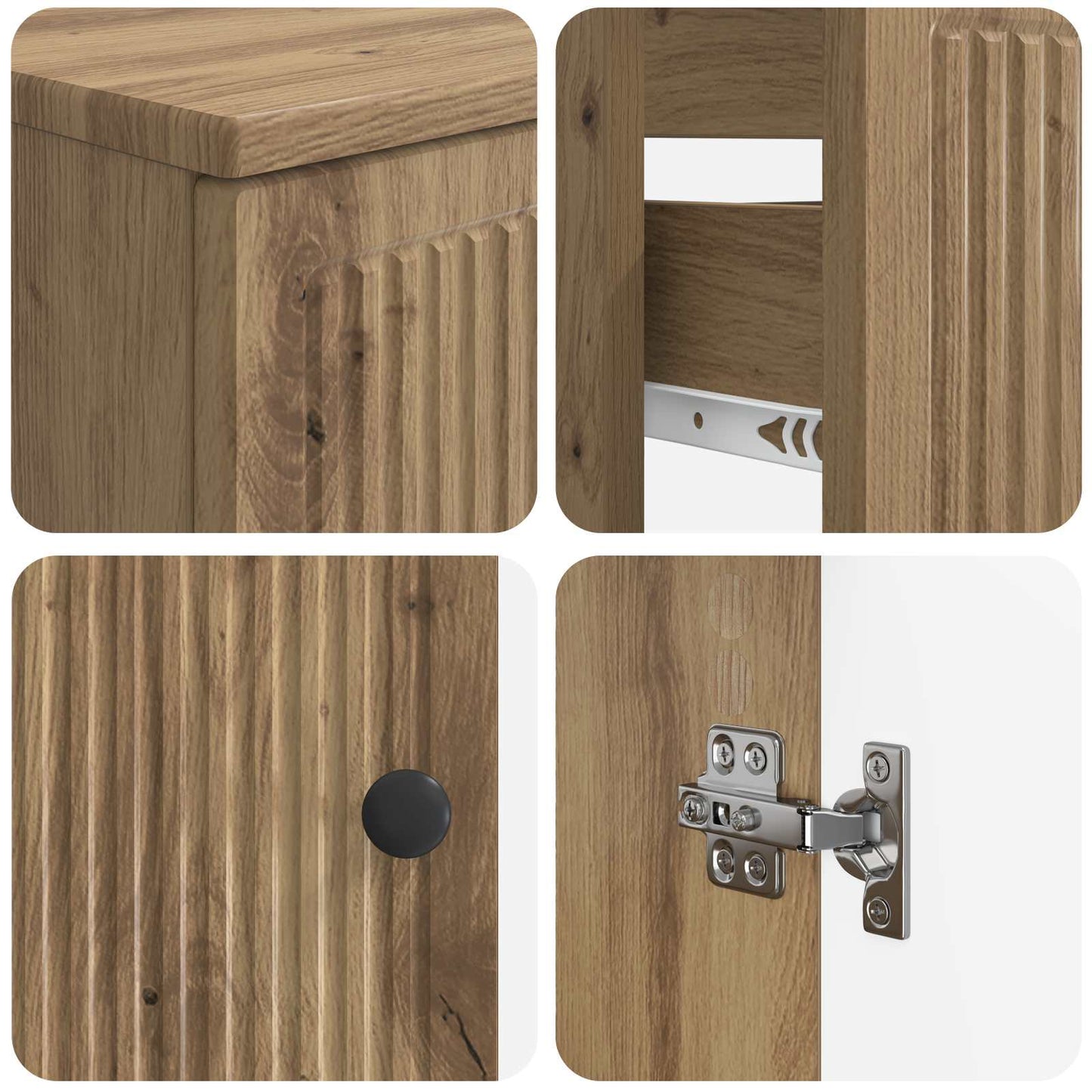 3 Piece Bathroom Cabinet Set EDE Artisan Oak Engineered Wood