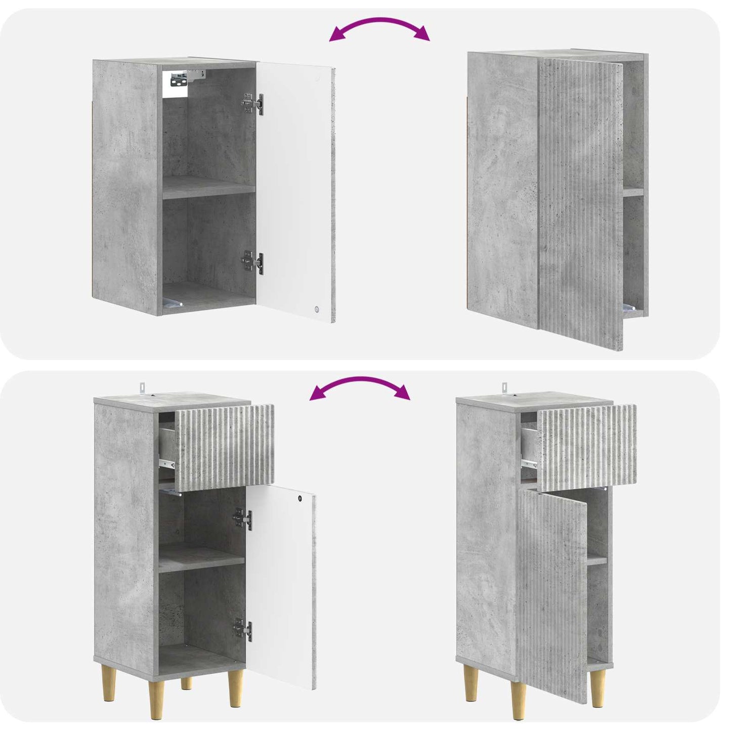 3 Piece Bathroom Cabinet Set ARNHEM Concrete Grey