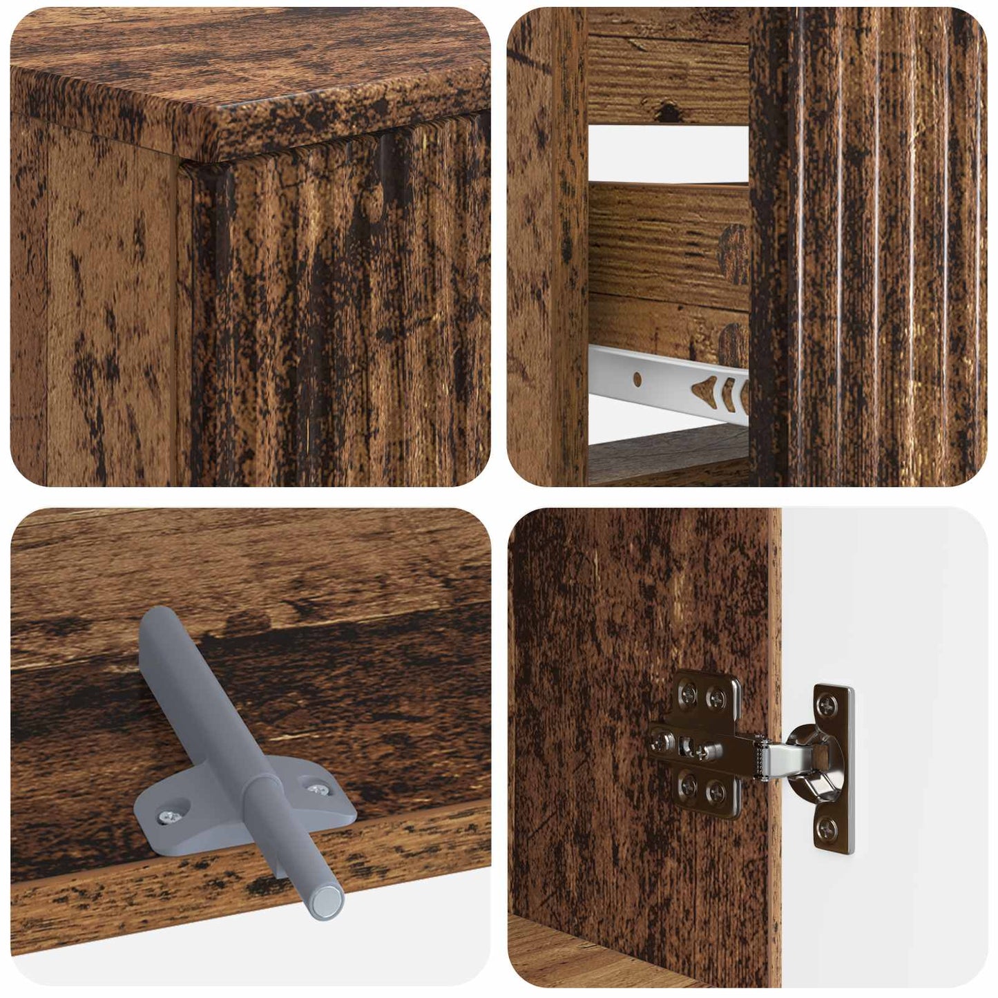 3 Piece Bathroom Cabinet Set ARNHEM Old Wood Engineered Wood