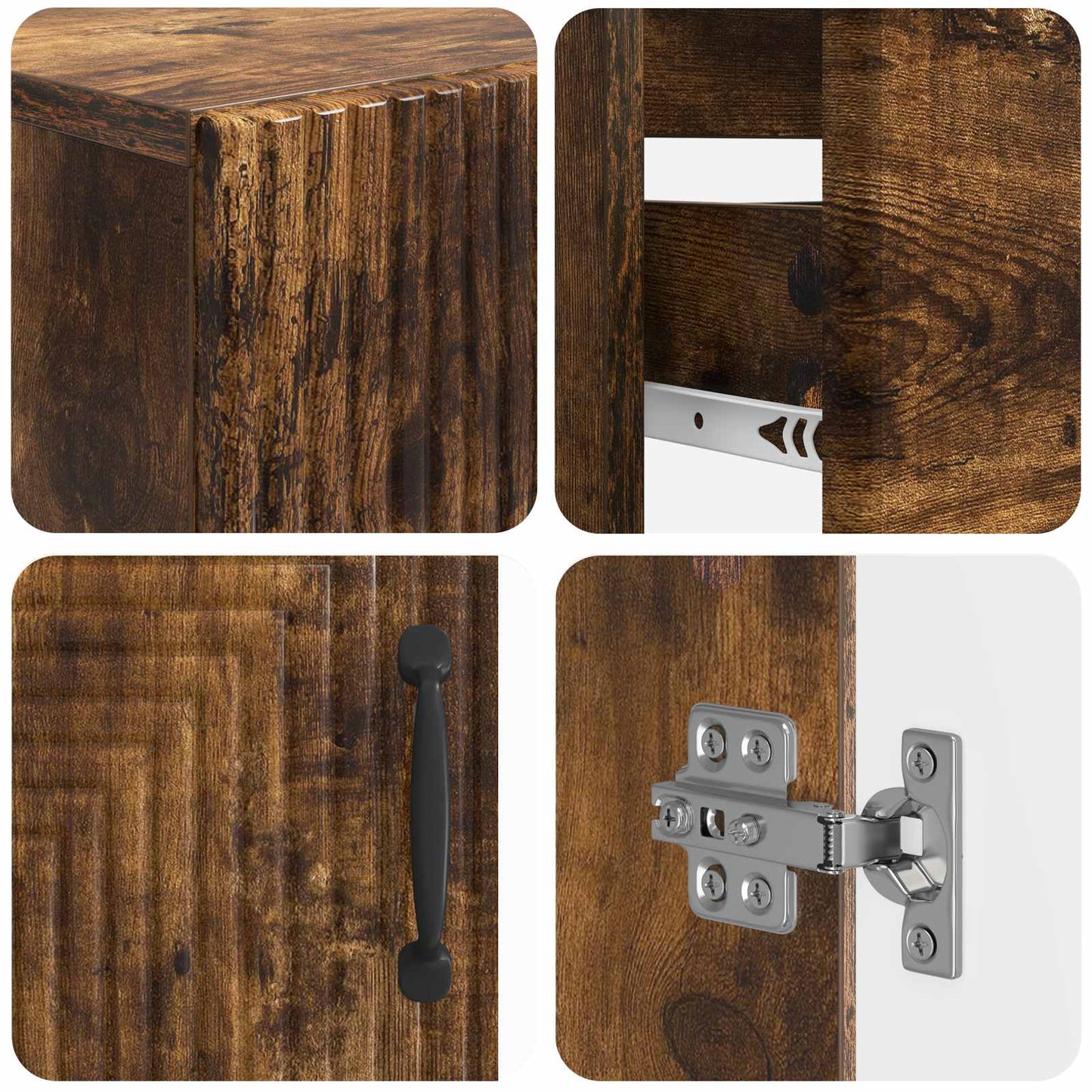 3 Piece Bathroom Cabinet Set HAARLEM Smoked Oak Engineered Wood
