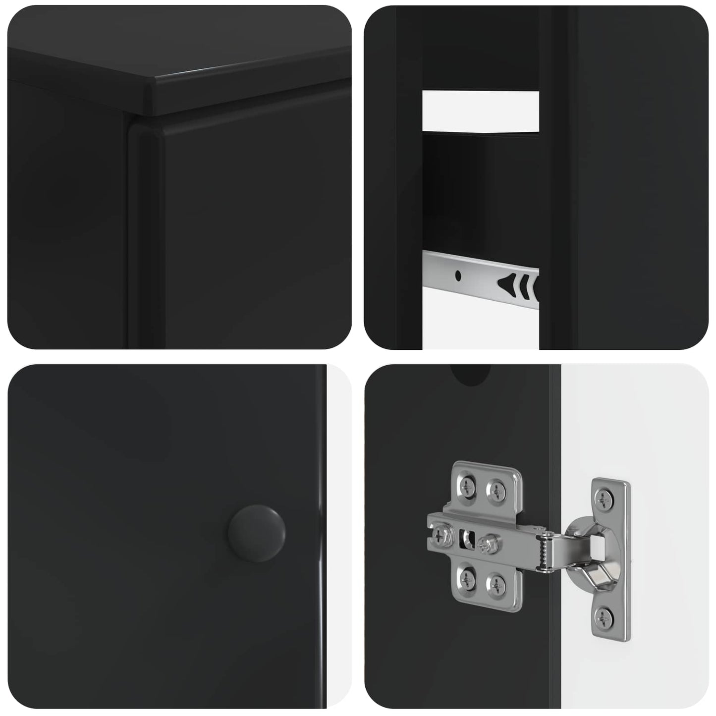 3 Piece Bathroom Cabinet Set BREDA Black Engineered Wood