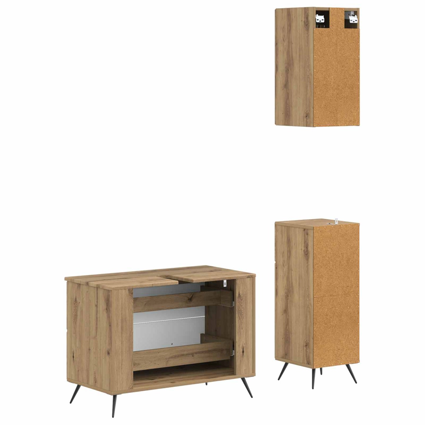 3 Piece Bathroom Cabinet Set BREDA Artisan Oak Engineered Wood
