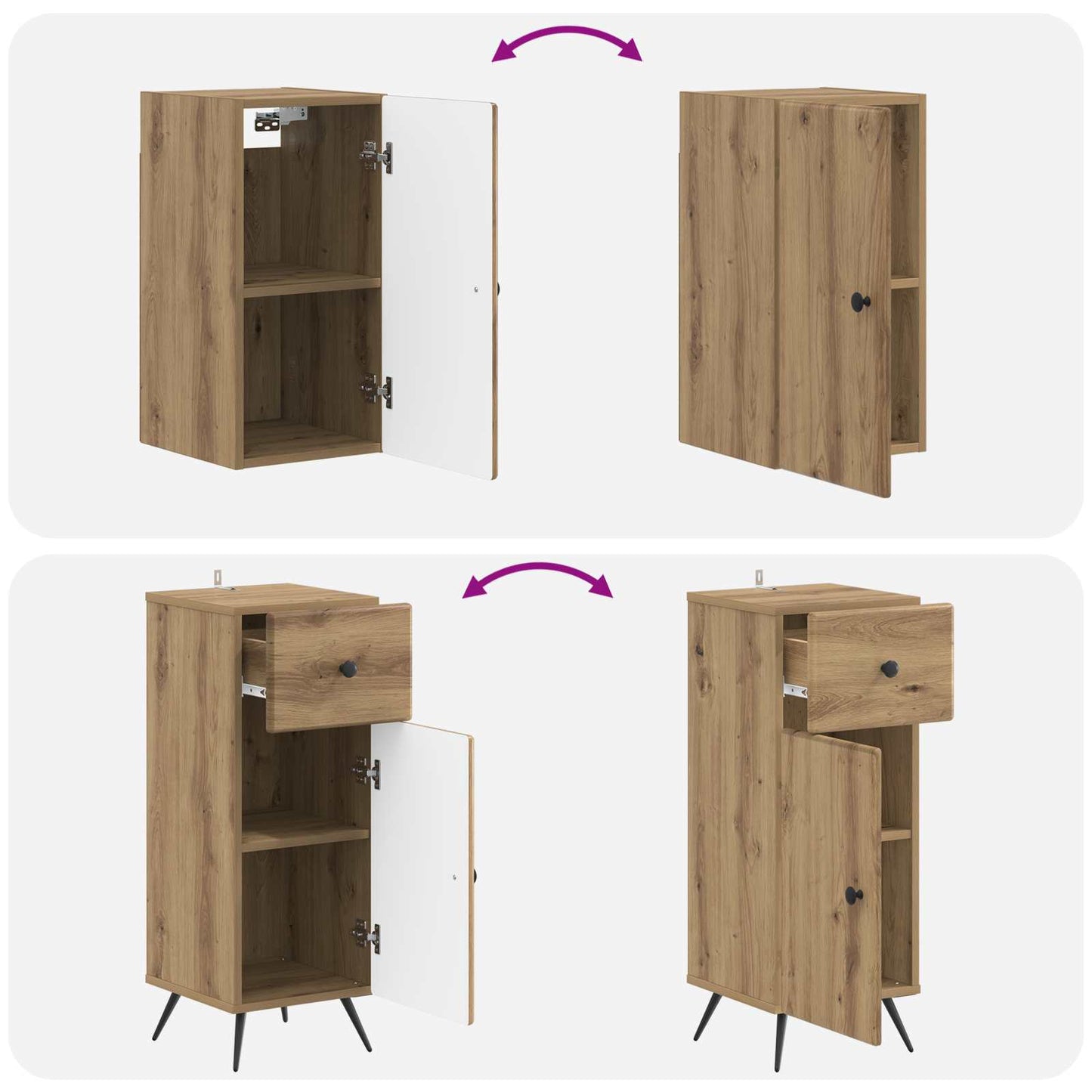 3 Piece Bathroom Cabinet Set BREDA Artisan Oak Engineered Wood