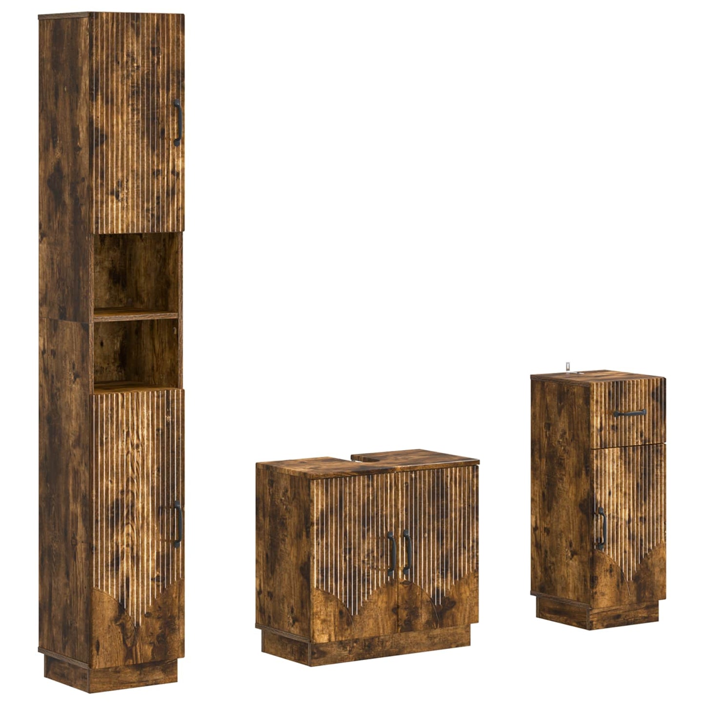 3 Piece Bathroom Cabinet Set HOORN Engineered Wood