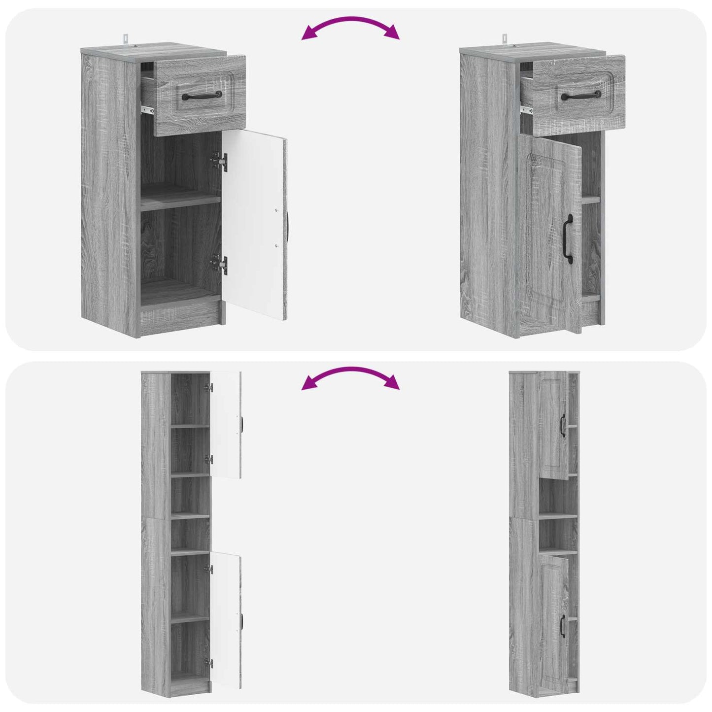3 Piece Bathroom Cabinet Set UTRECHT Engineered Wood