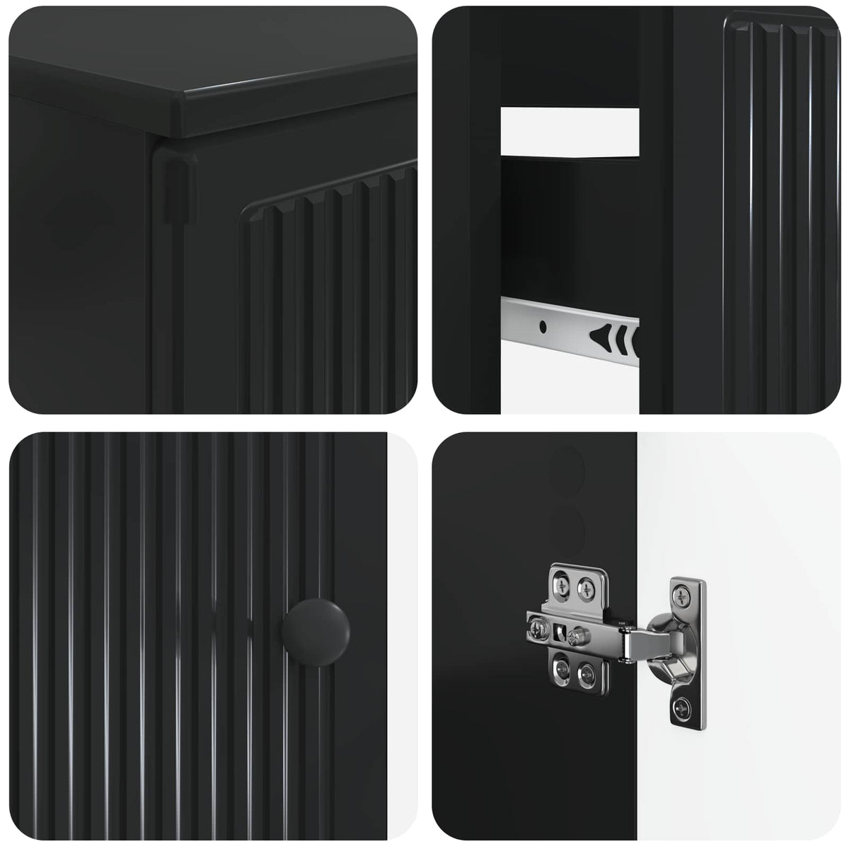 4 Piece Bathroom Cabinet Set EDE Black Engineered Wood