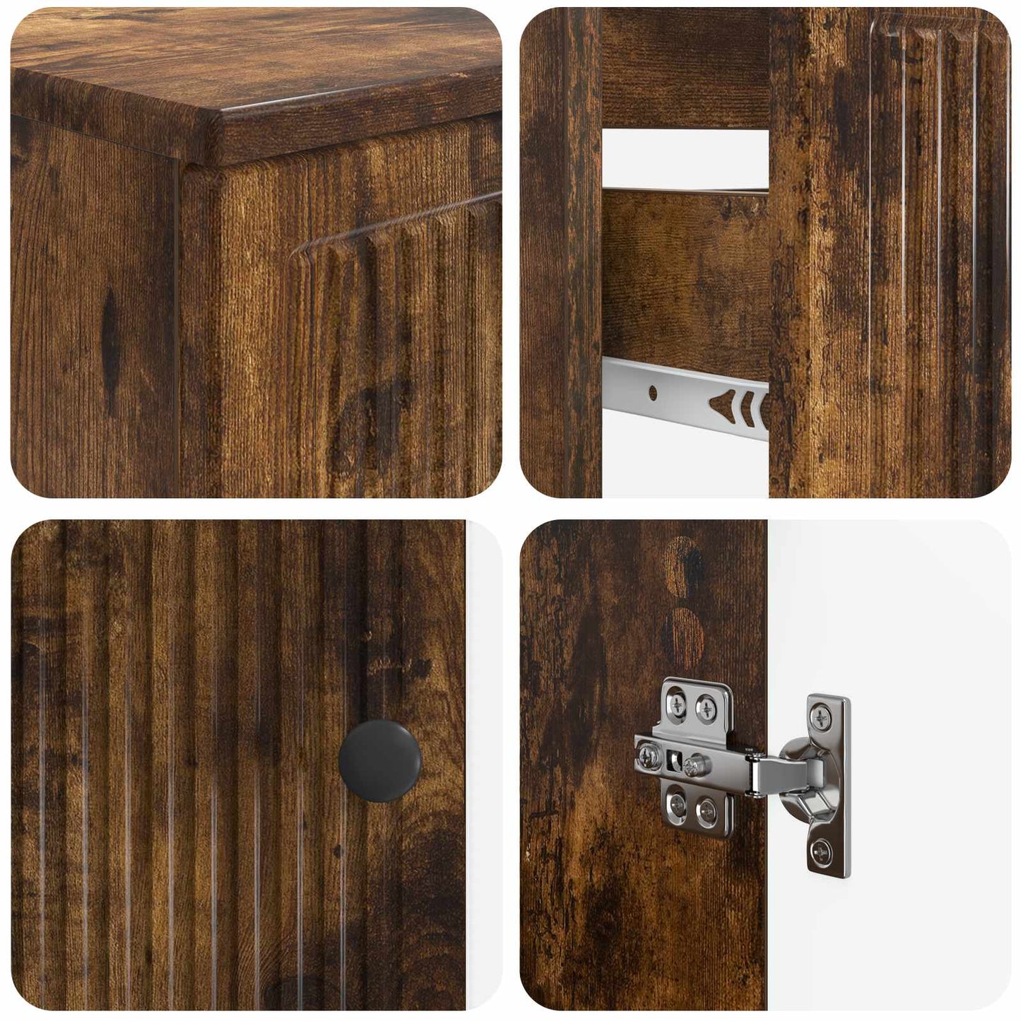 4 Piece Bathroom Cabinet Set EDE Smoked Oak Engineered Wood