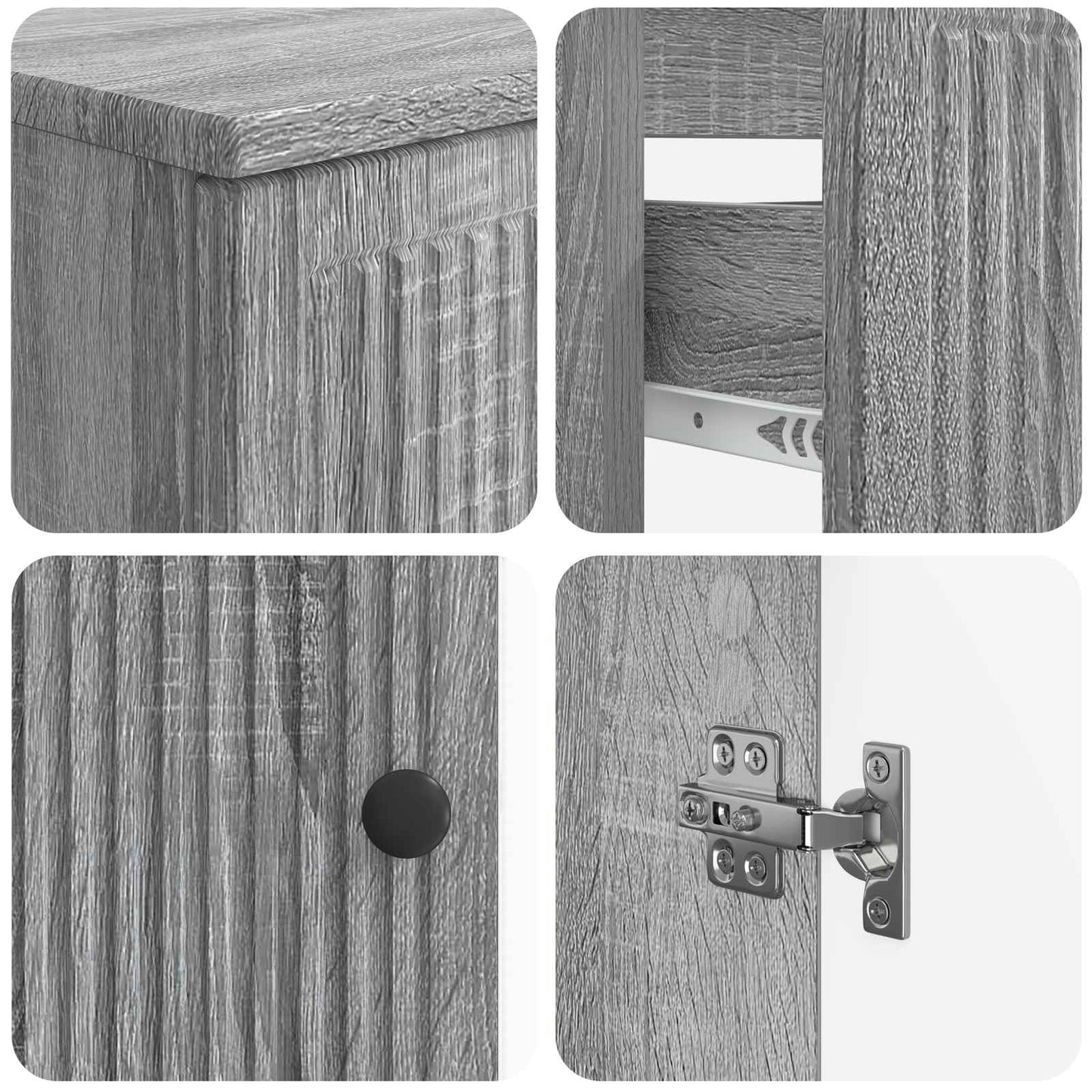 4 Piece Bathroom Cabinet Set EDE Grey Sonoma Engineered Wood
