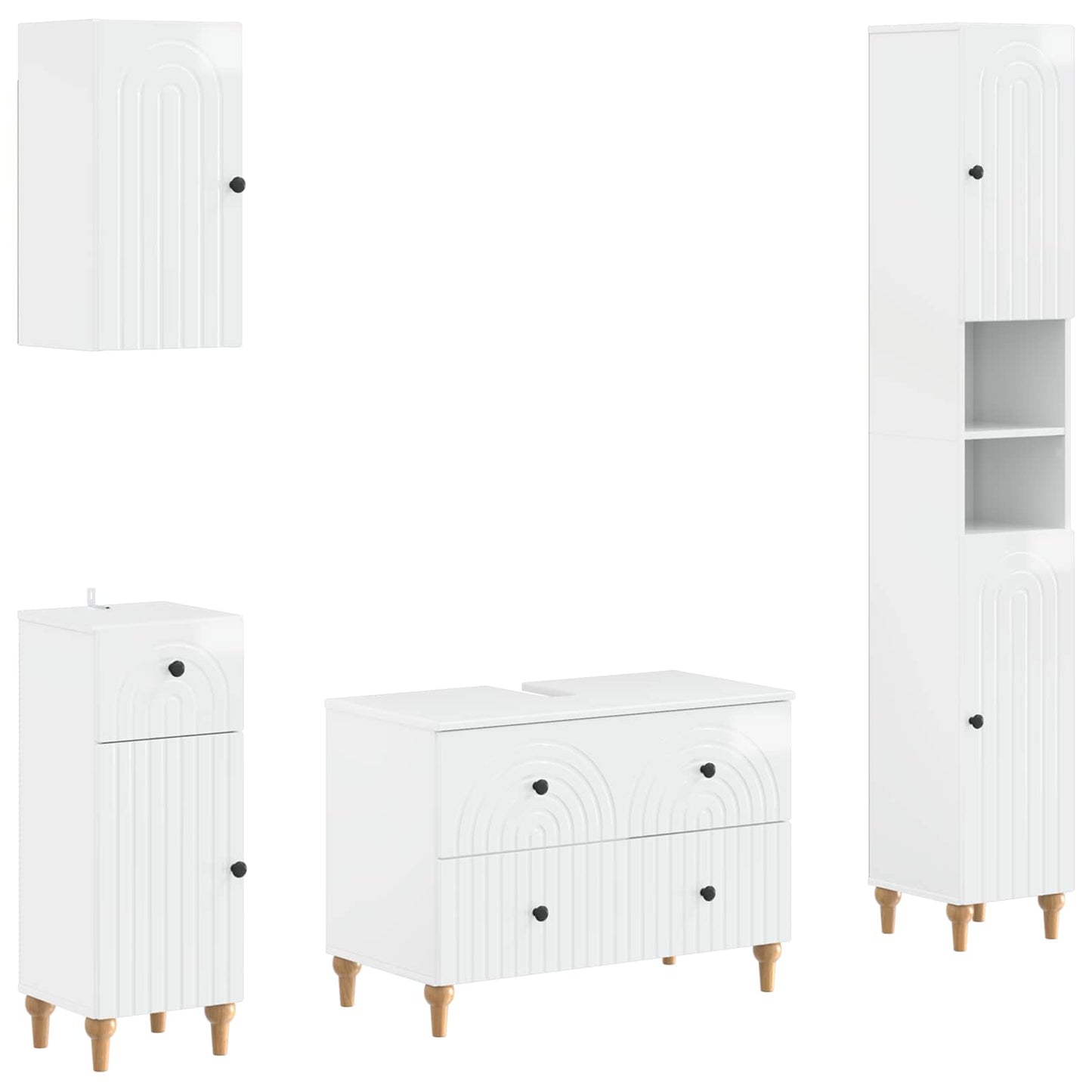 4 Piece Bathroom Cabinet Set ALKMAAR High Gloss White