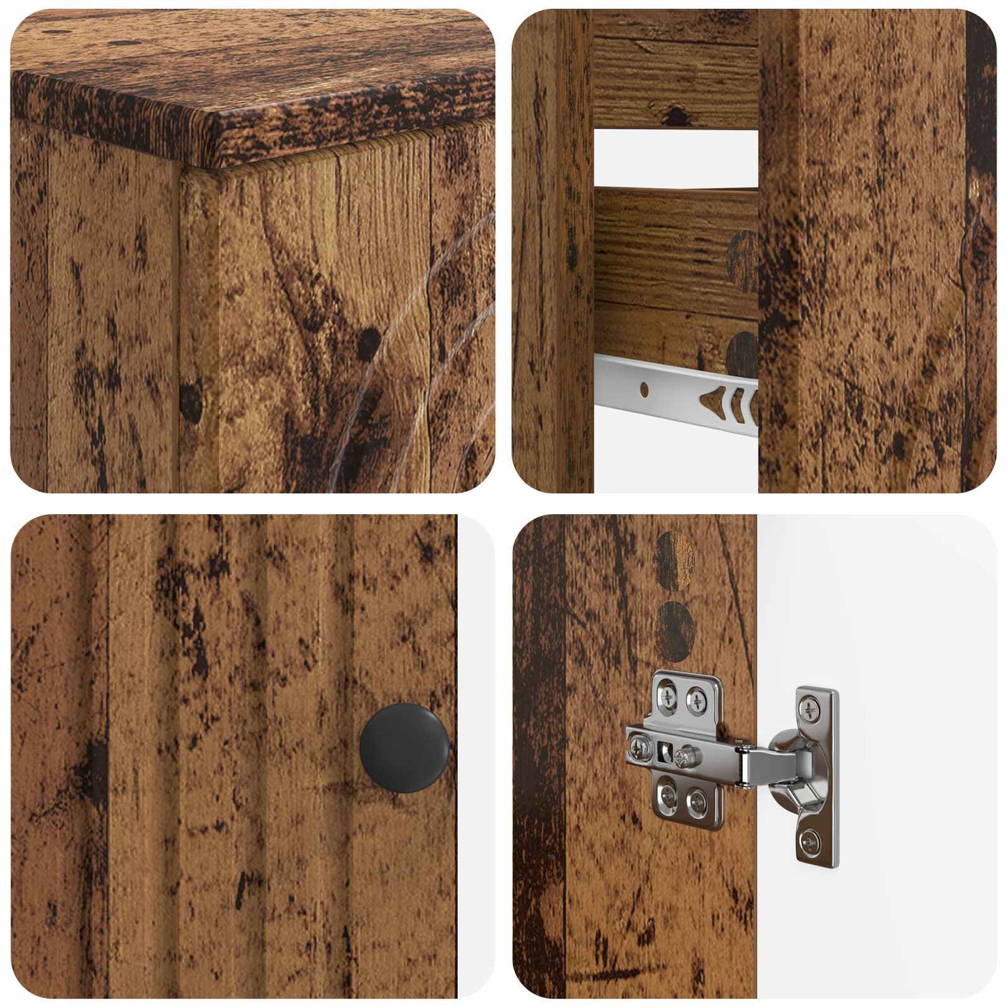 4 Piece Bathroom Cabinet Set ALKMAAR Old Wood Engineered Wood