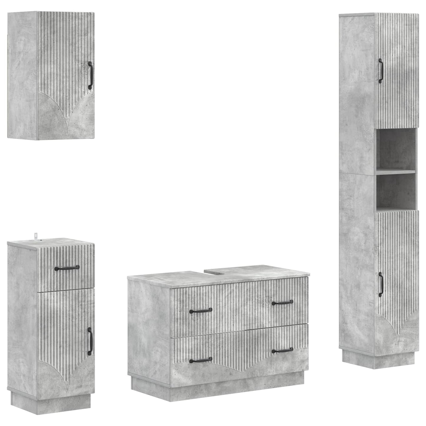 4 Piece Bathroom Cabinet Set HOORN Concrete Grey