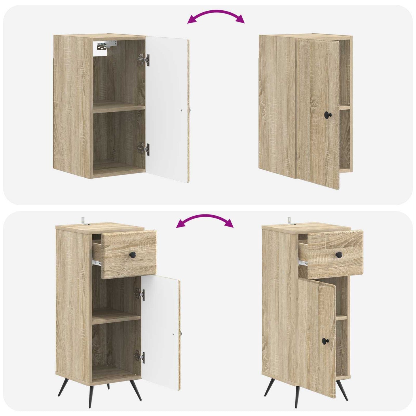 4 Piece Bathroom Cabinet Set BREDA Sonoma Oak Engineered Wood