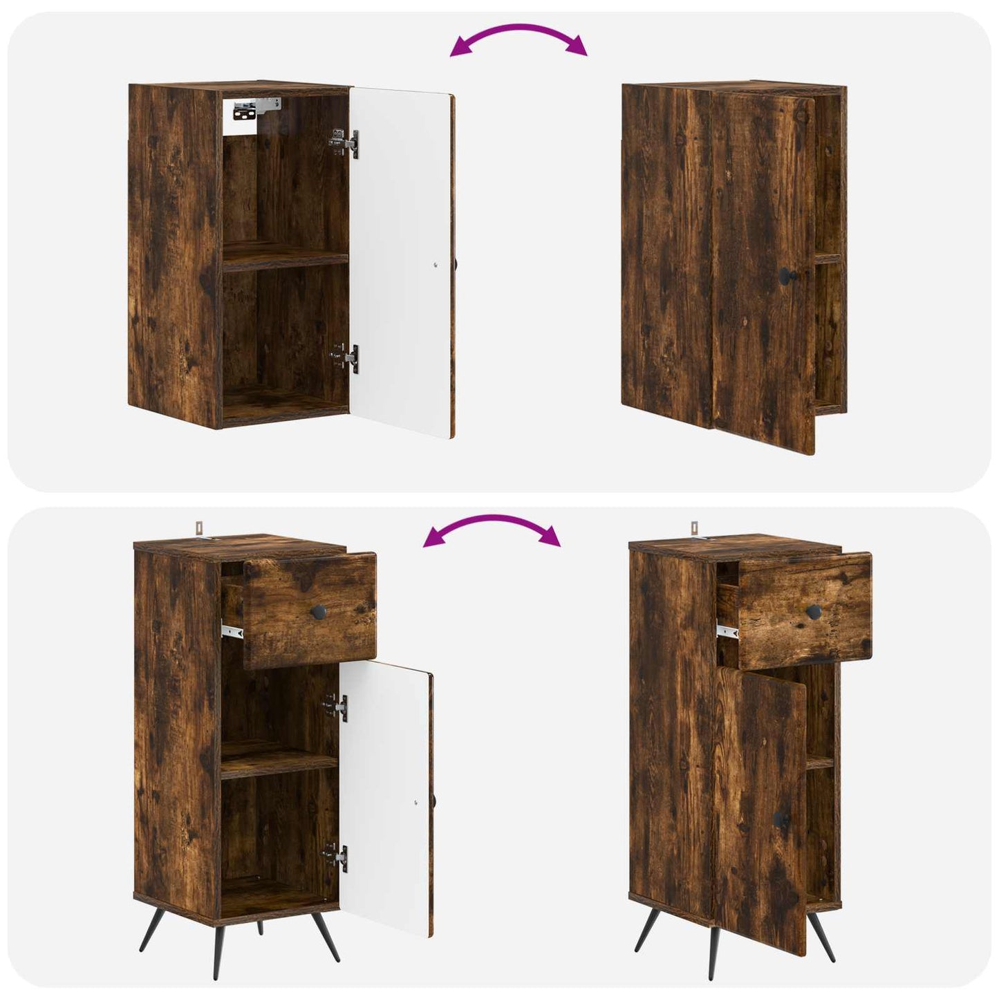4 Piece Bathroom Cabinet Set BREDA Smoked Oak Engineered Wood