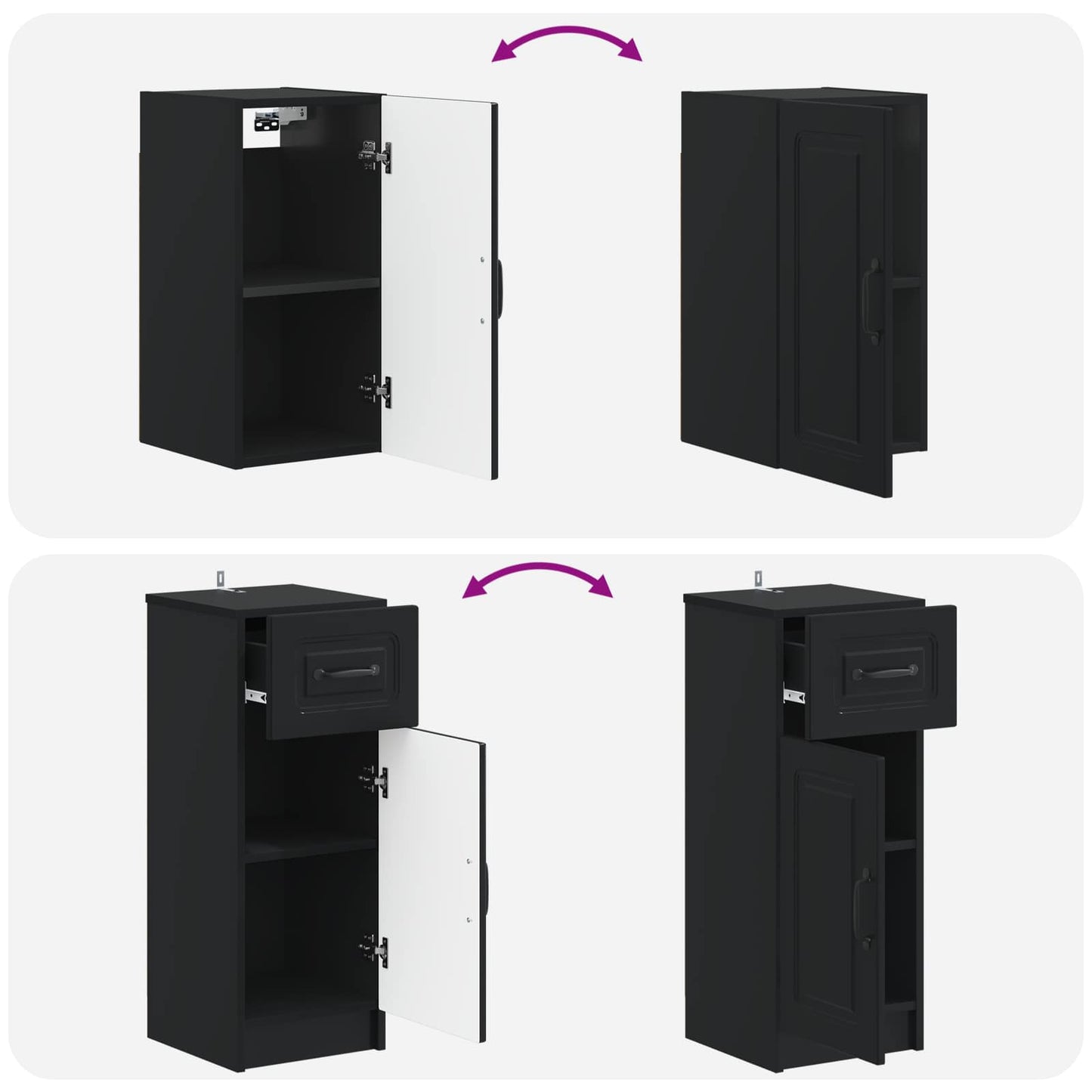 4 Piece Bathroom Cabinet Set UTRECHT Black Engineered Wood