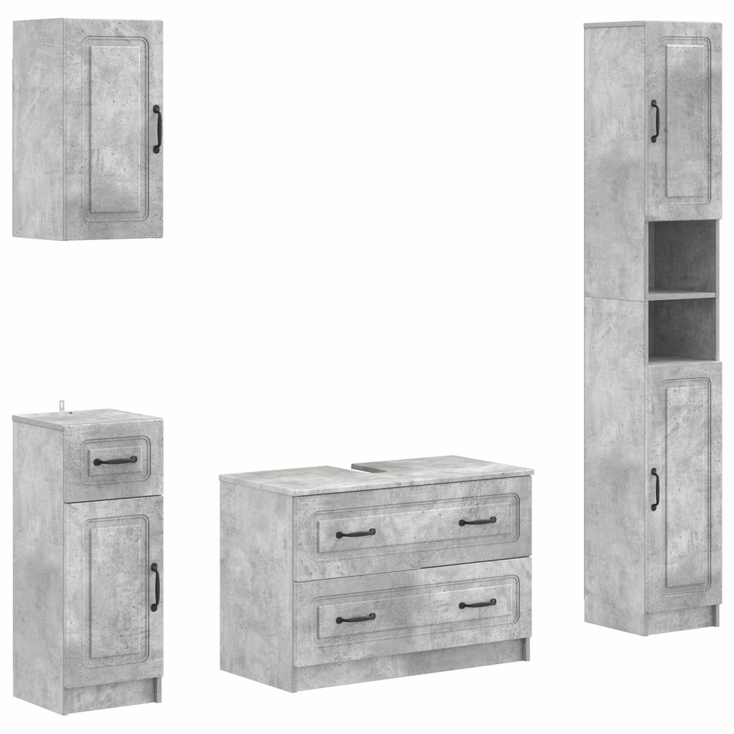 4 Piece Bathroom Cabinet Set UTRECHT Concrete Grey