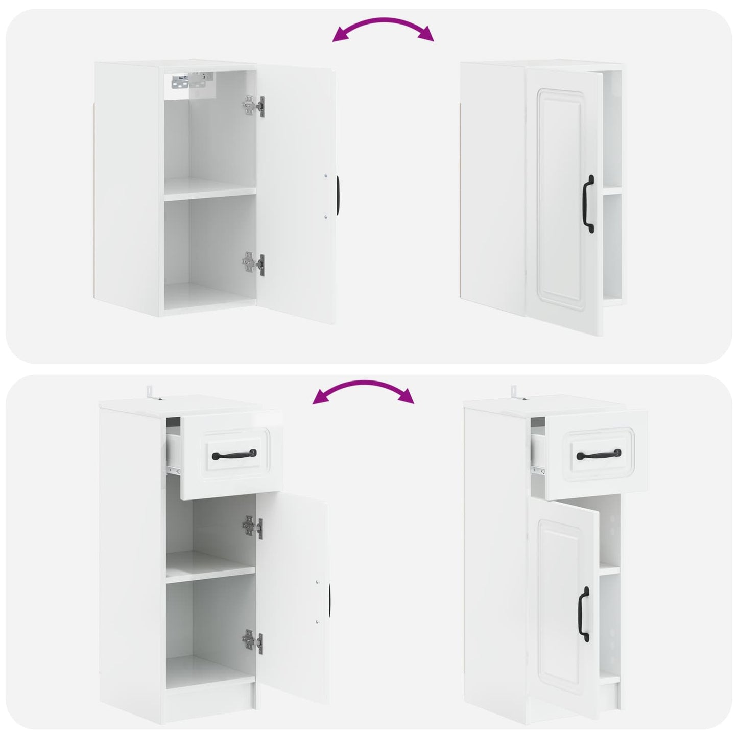 4 Piece Bathroom Cabinet Set UTRECHT High Gloss White