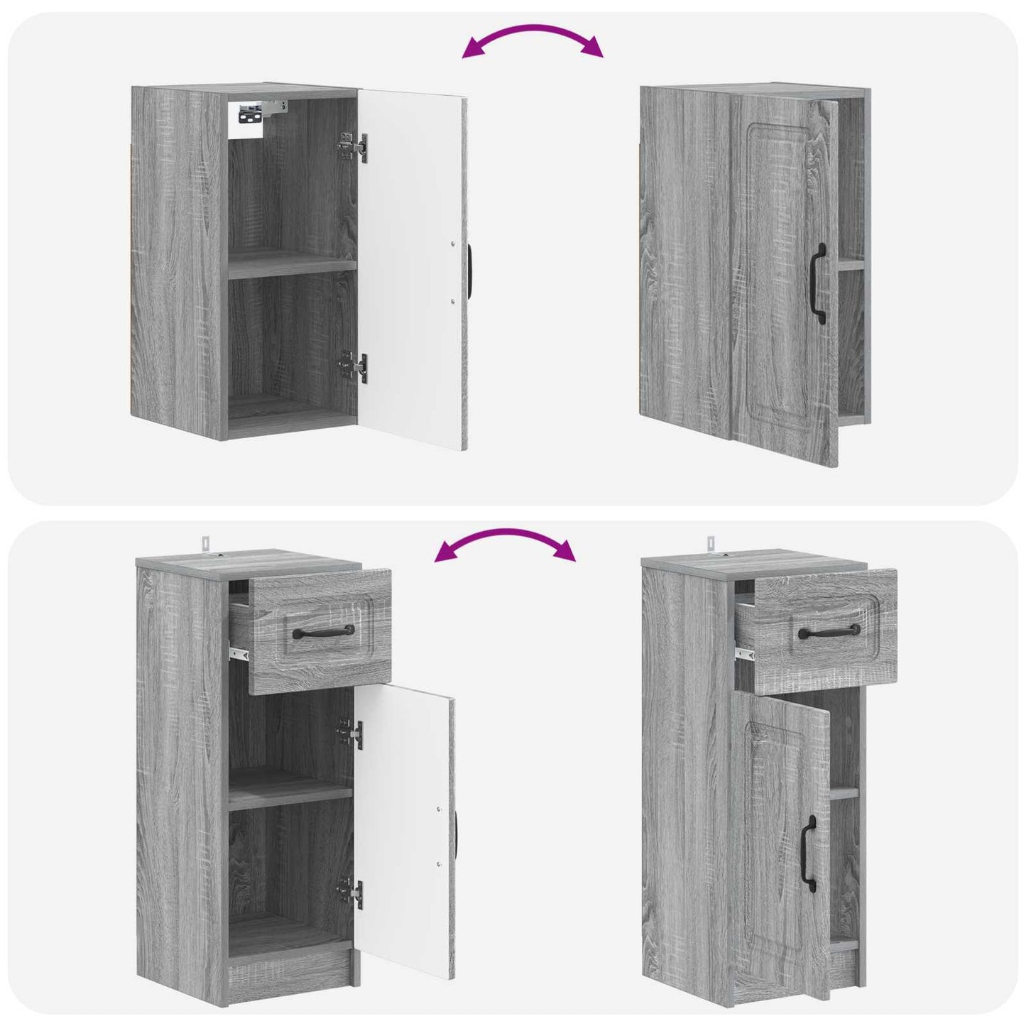 4 Piece Bathroom Cabinet Set UTRECHT Grey Sonoma