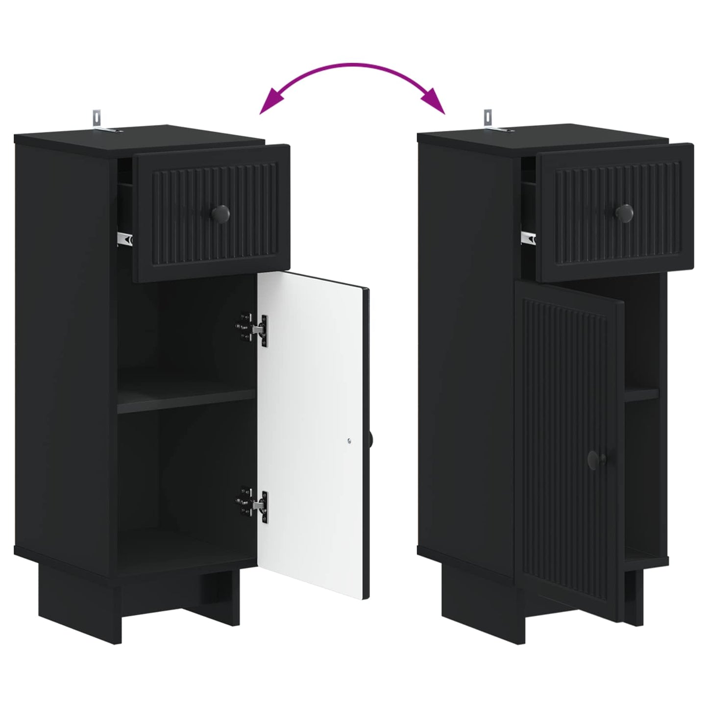 2 Piece Bathroom Cabinet Set EDE Black Engineered Wood