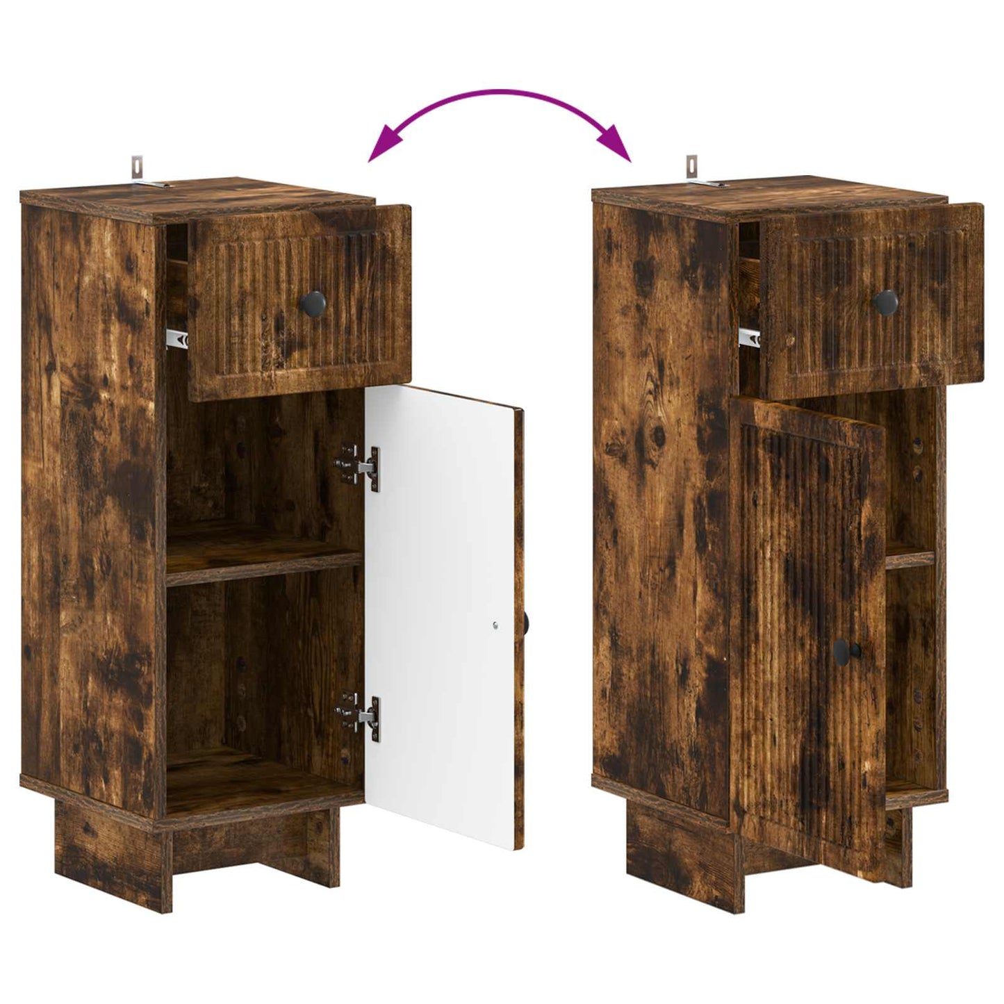 2 Piece Bathroom Cabinet Set EDE Smoked Oak Engineered Wood