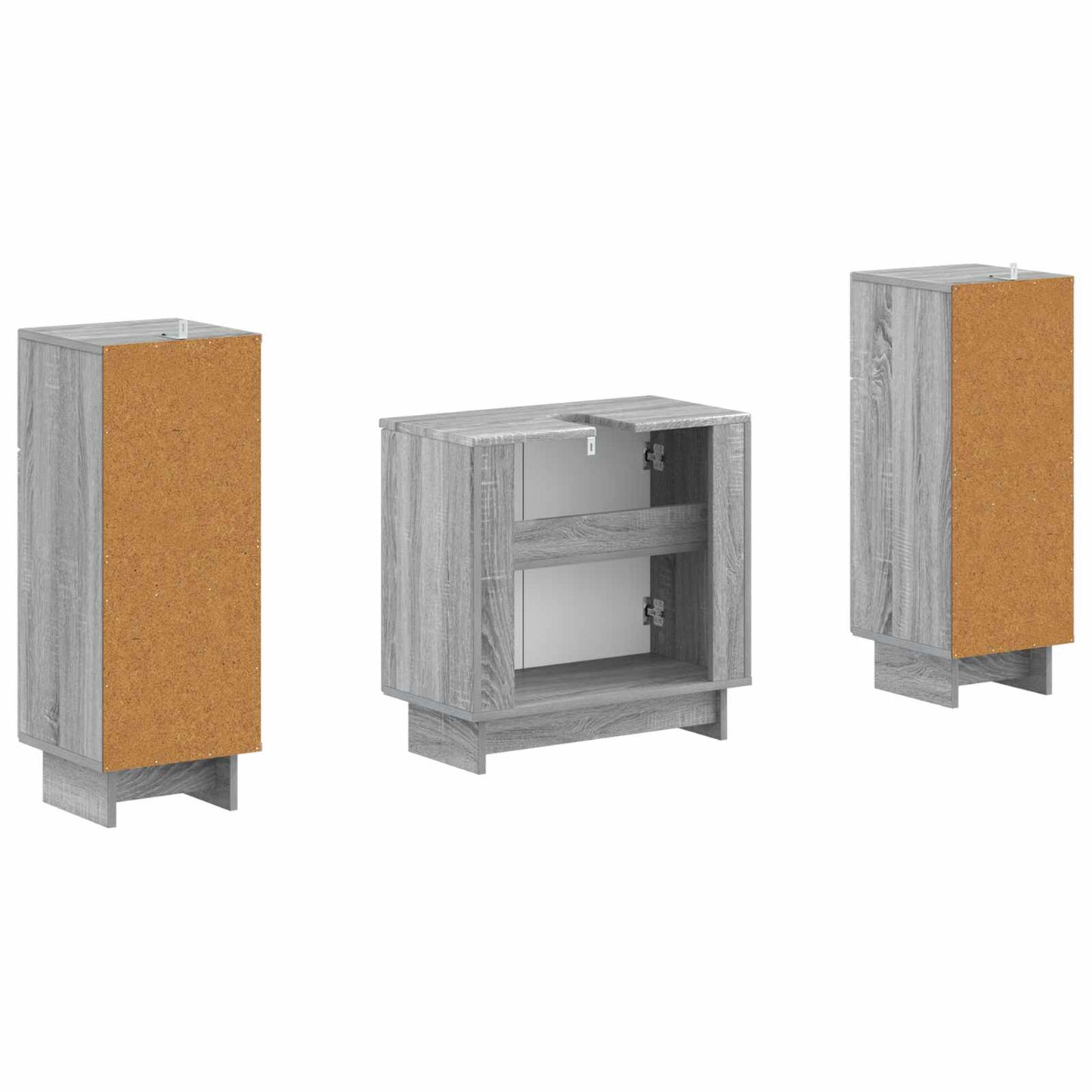 2 Piece Bathroom Cabinet Set EDE Grey Sonoma Engineered Wood
