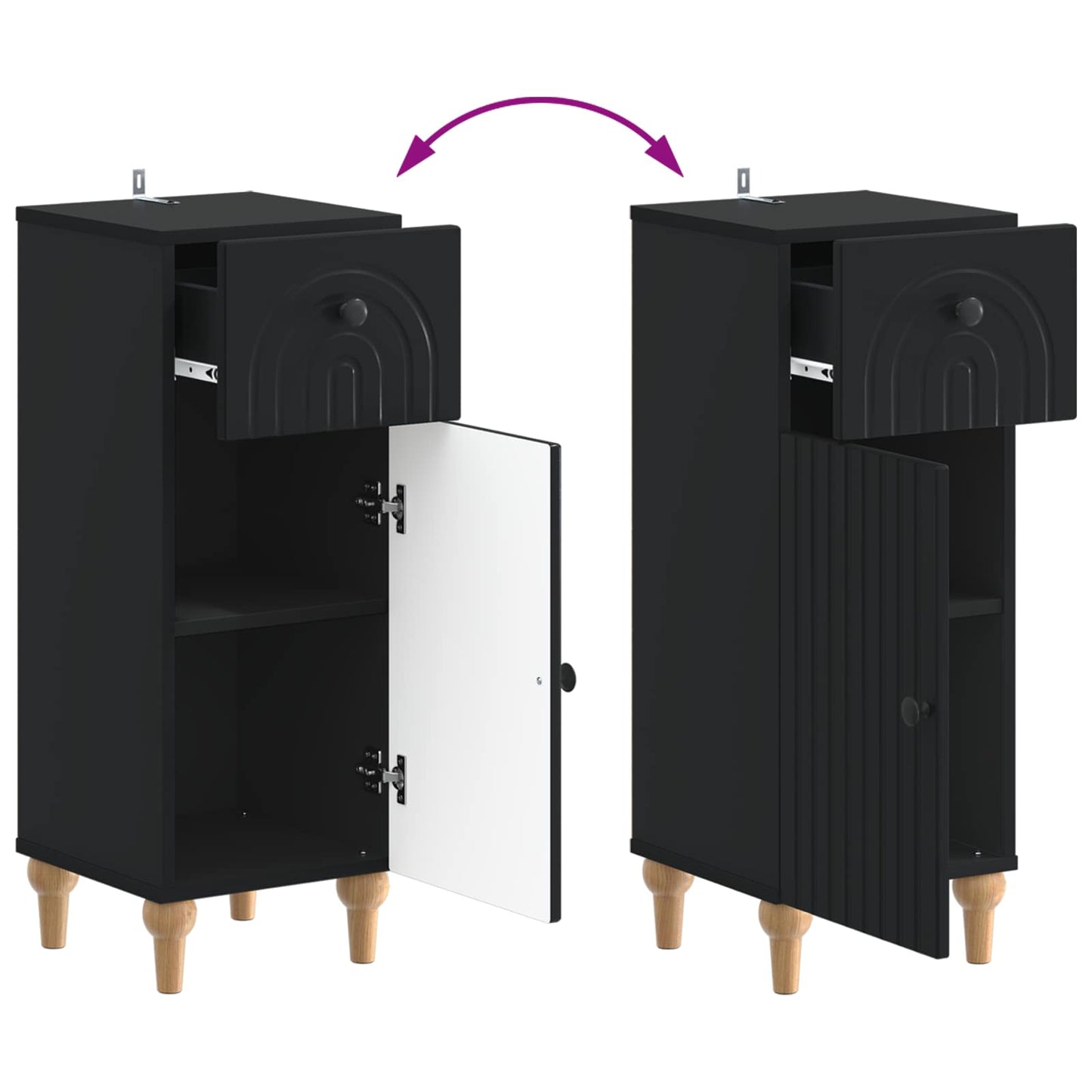 2 Piece Bathroom Cabinet Set ALKMAAR Black Engineered Wood
