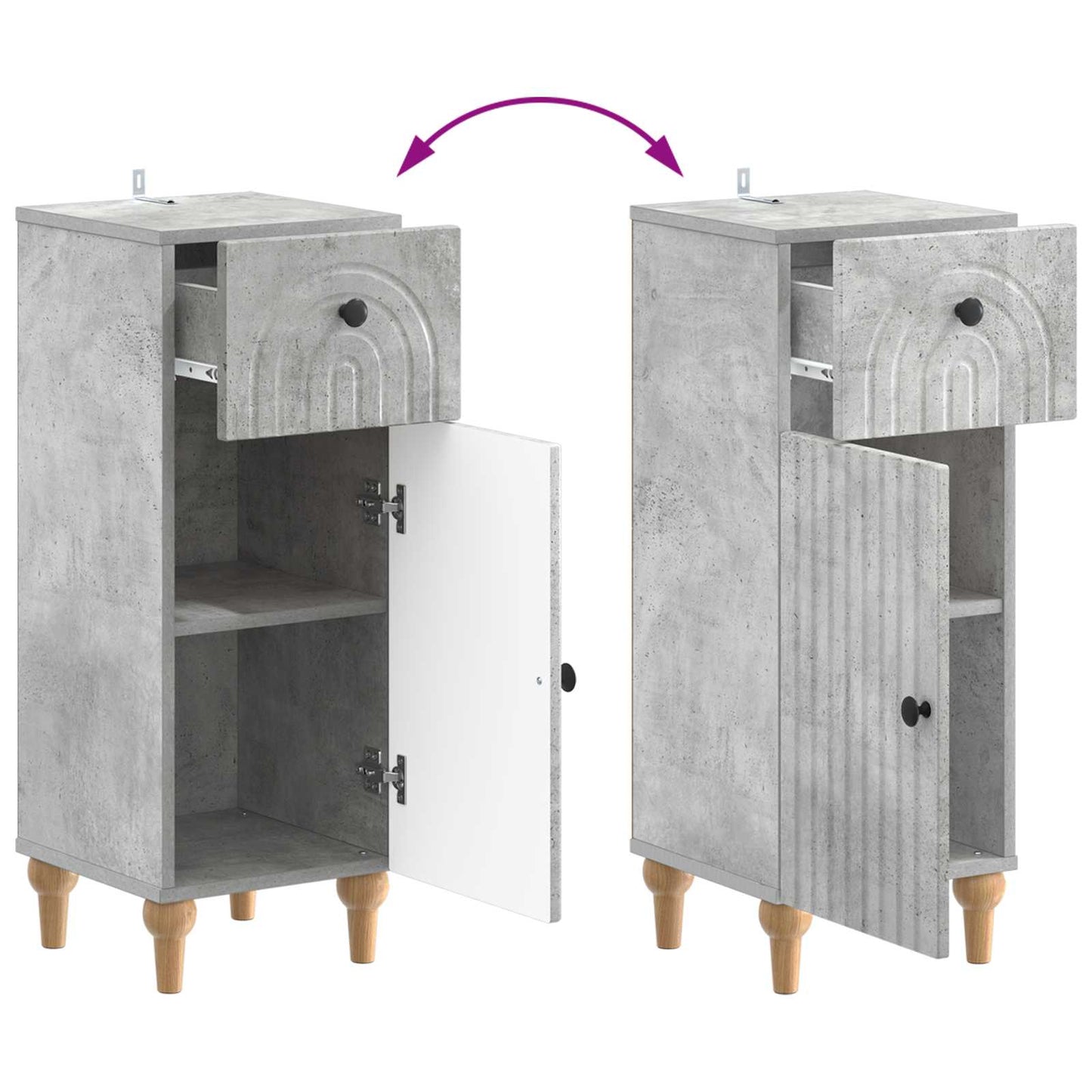 2 Piece Bathroom Cabinet Set ALKMAAR Concrete Grey
