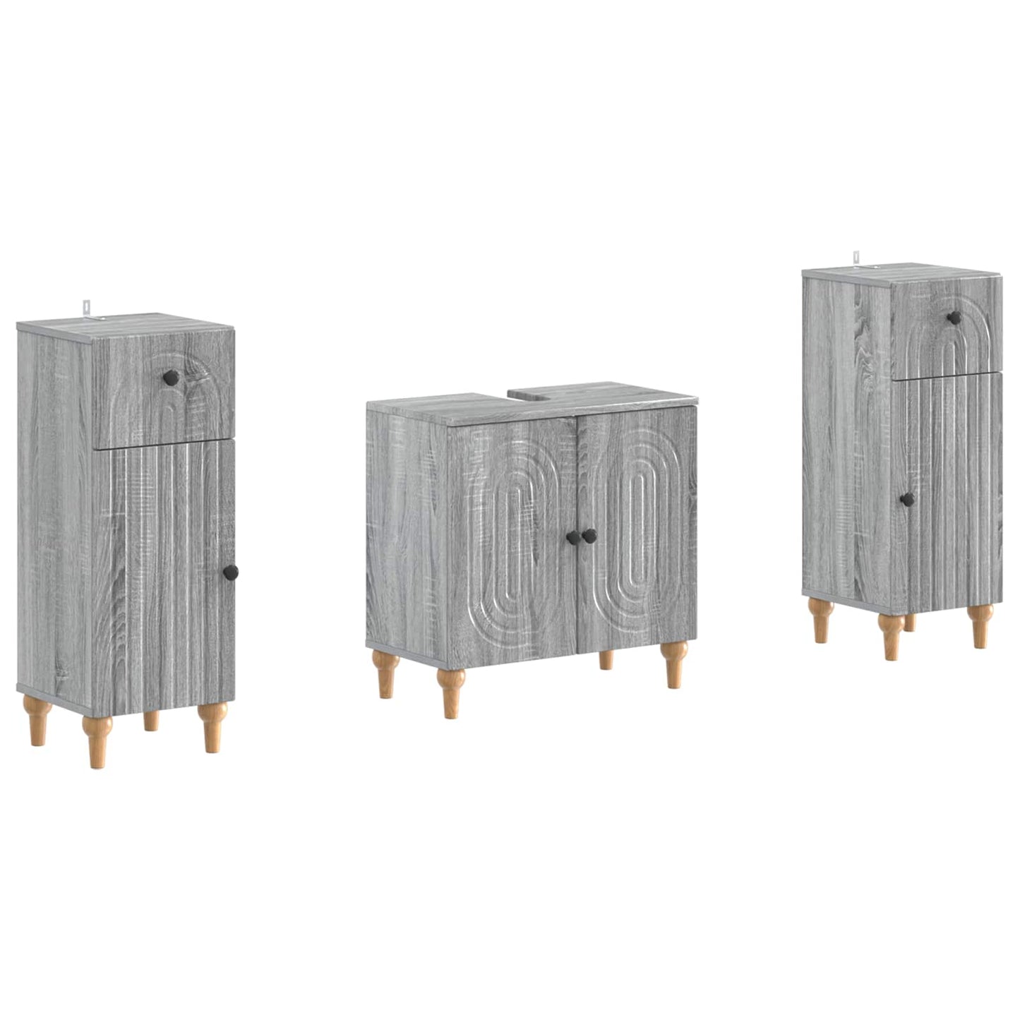 2 Piece Bathroom Cabinet Set ALKMAAR Grey Sonoma
