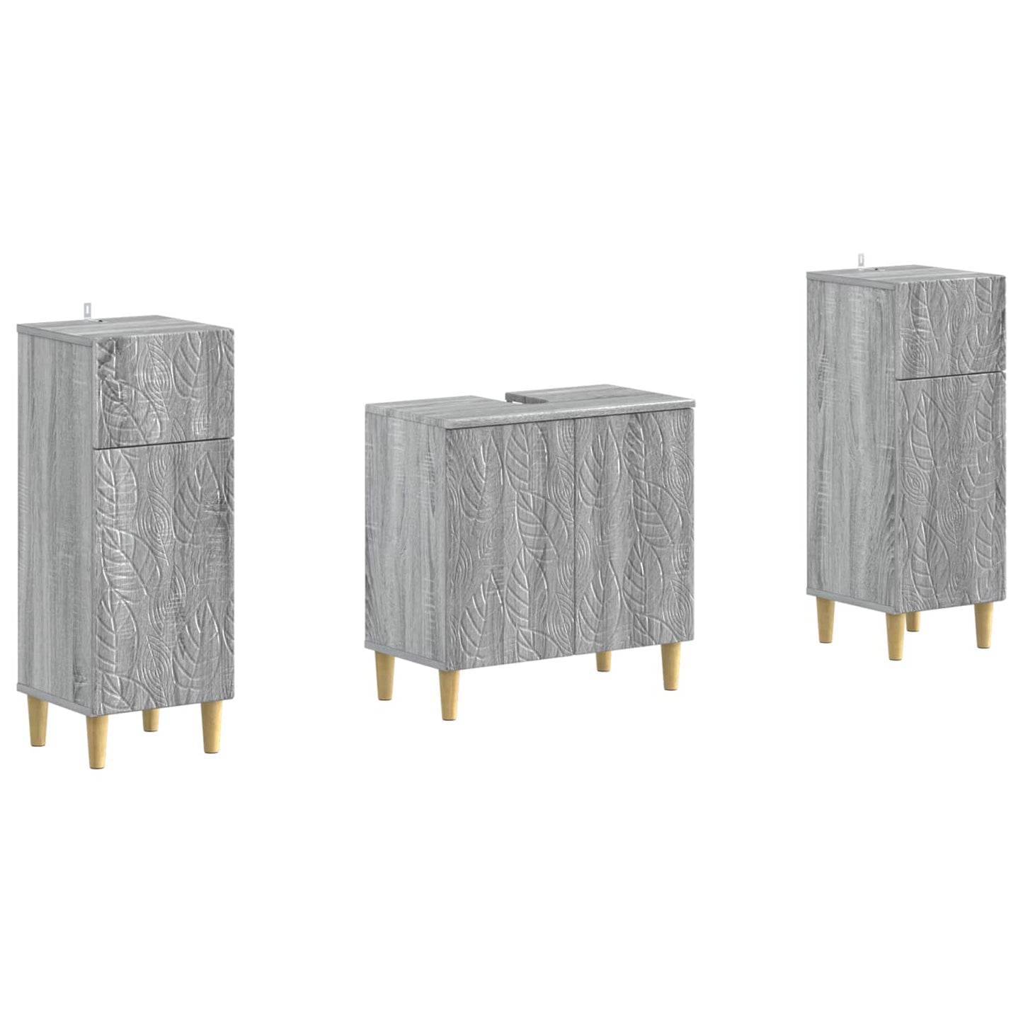 2 Piece Bathroom Cabinet Set DELFT Grey Sonoma Engineered Wood