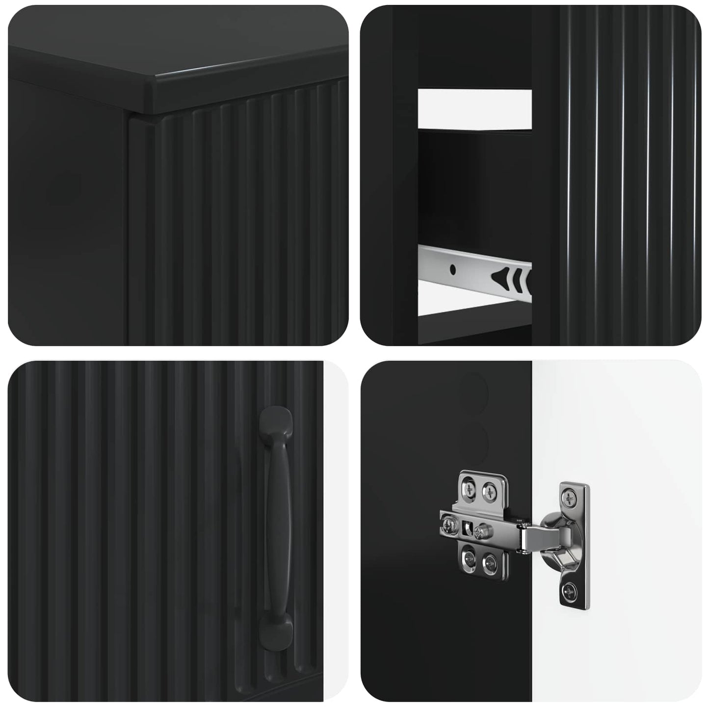 2 Piece Bathroom Cabinet Set HOORN Black Engineered Wood
