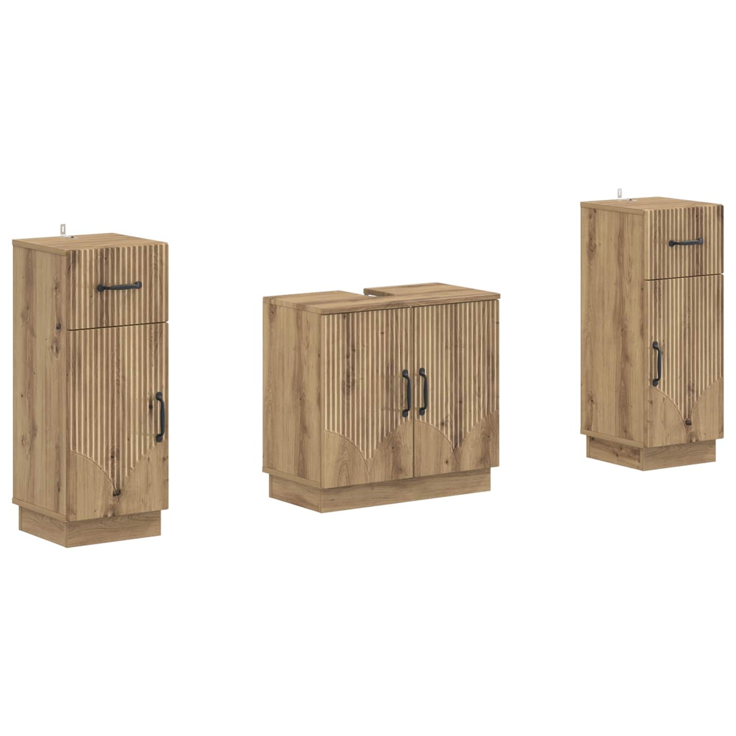2 Piece Bathroom Cabinet Set HOORN Artisan Oak Engineered Wood