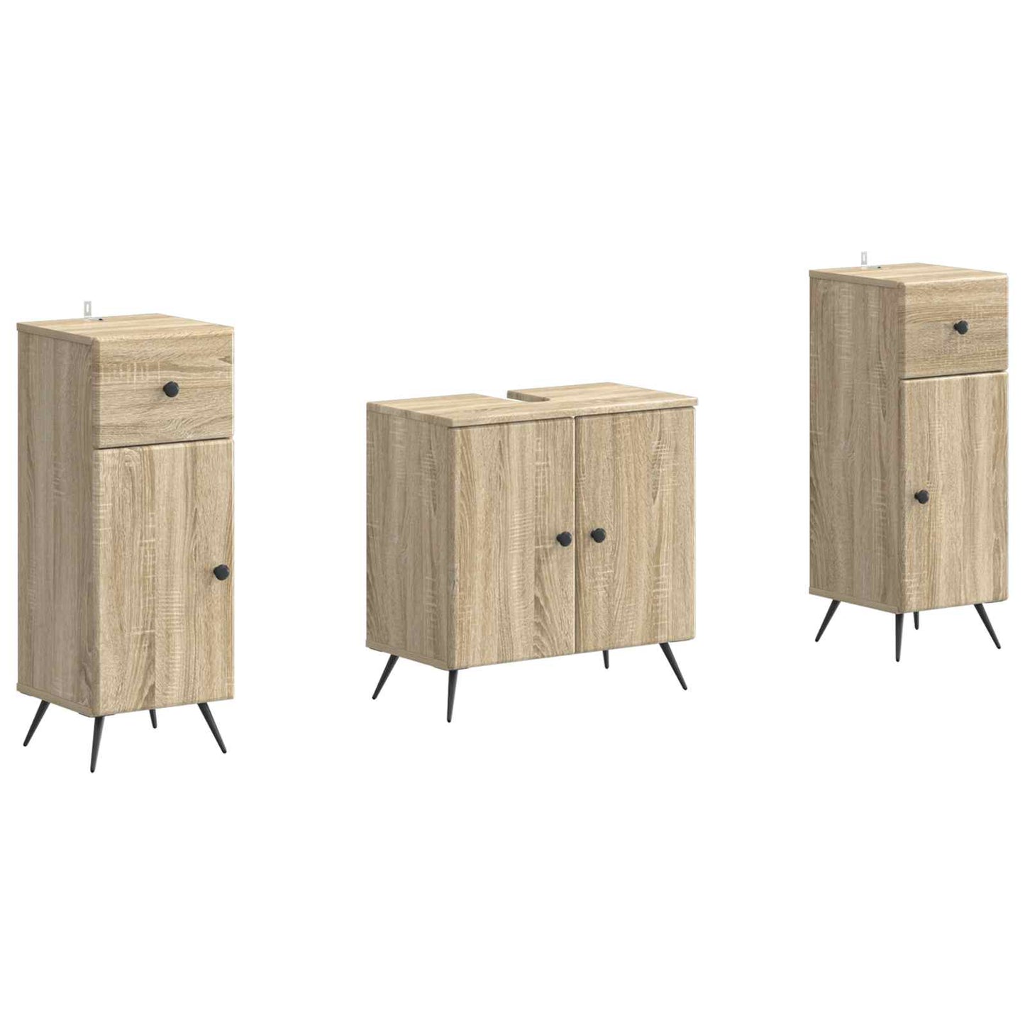 2 Piece Bathroom Cabinet Set BREDA Sonoma Oak Engineered Wood