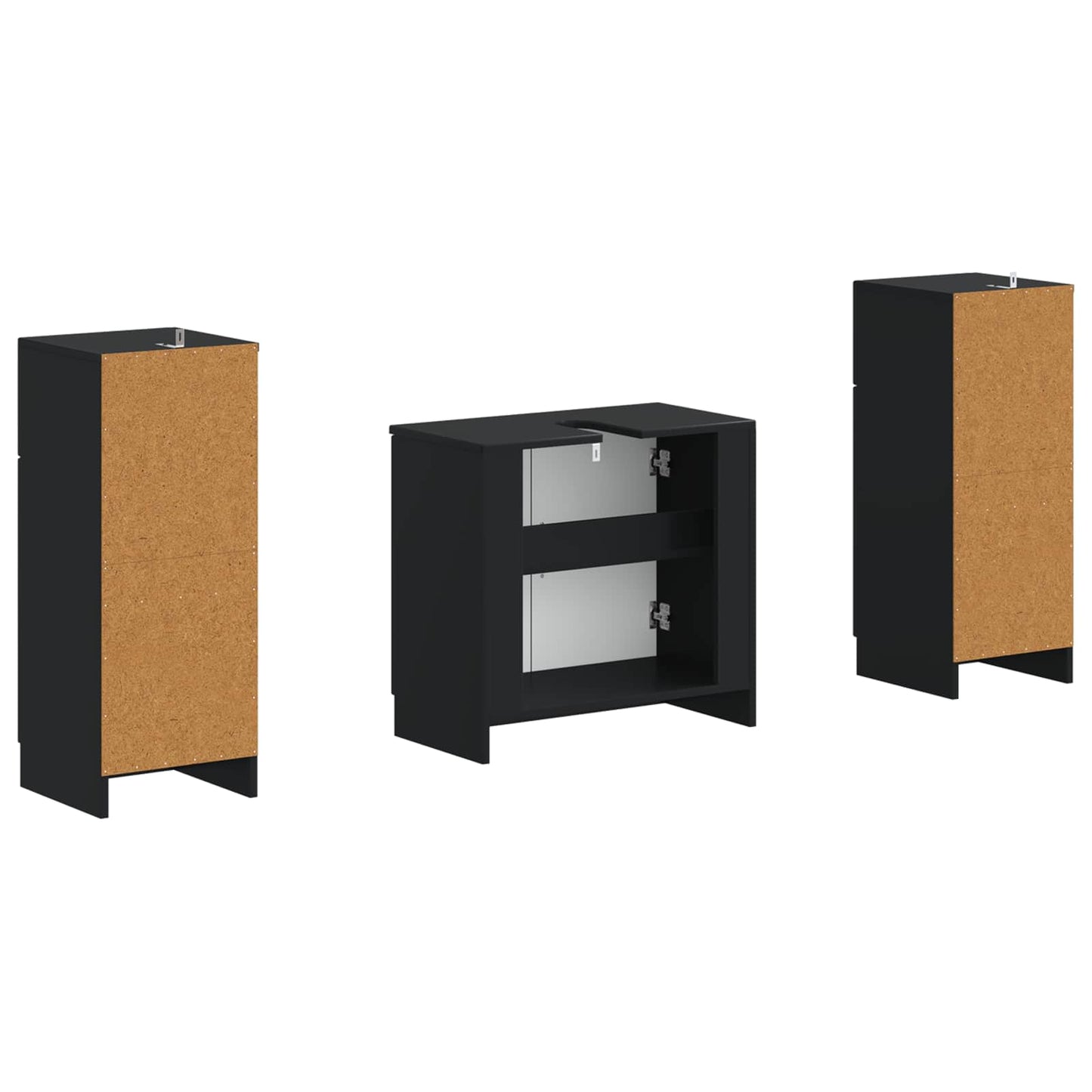 2 Piece Bathroom Cabinet Set UTRECHT Black Engineered Wood