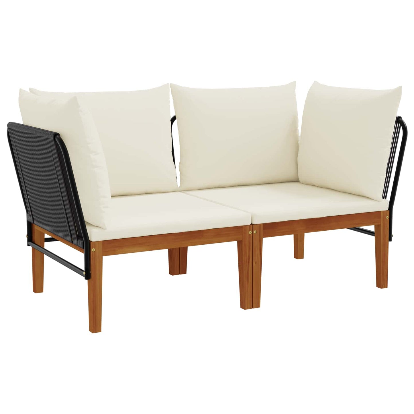 2 pcs Solid Acacia Wood & Rope Natural