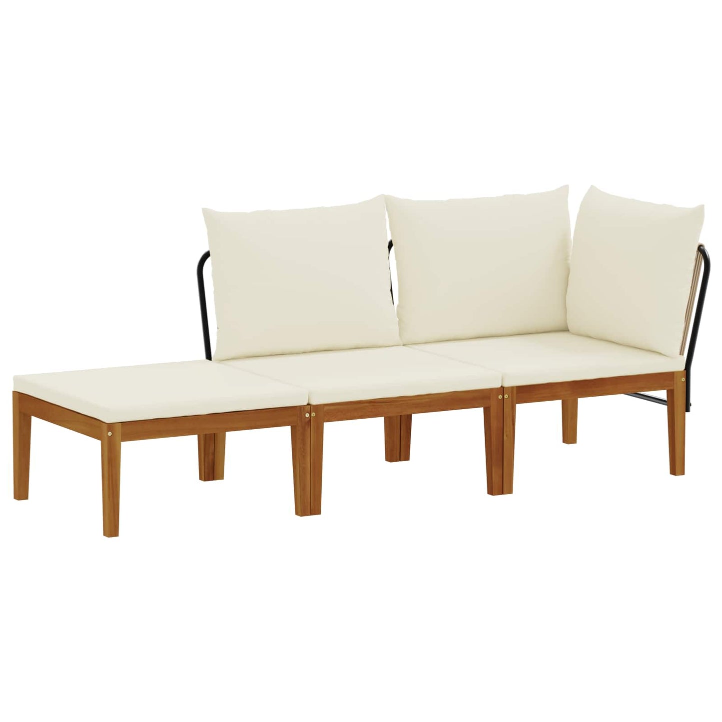 3 pcs Solid Acacia Wood & Rope Natural