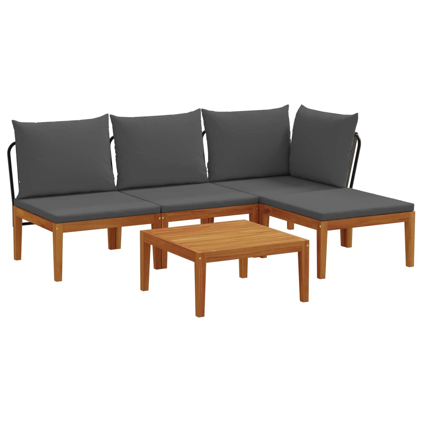 5 pcs Garden Lounge Set with Cushions Solid Acacia Wood & Rope