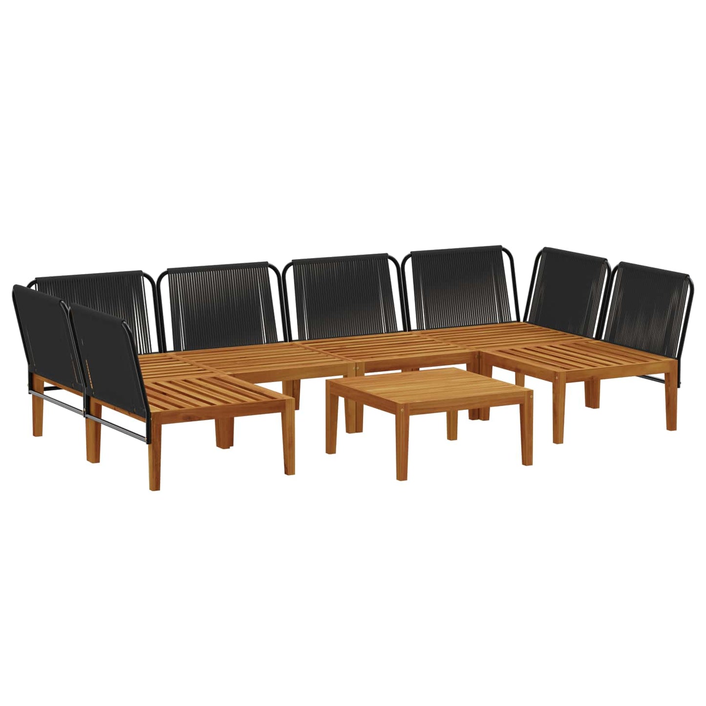 7 pcs Solid Acacia Wood & Rope Natural