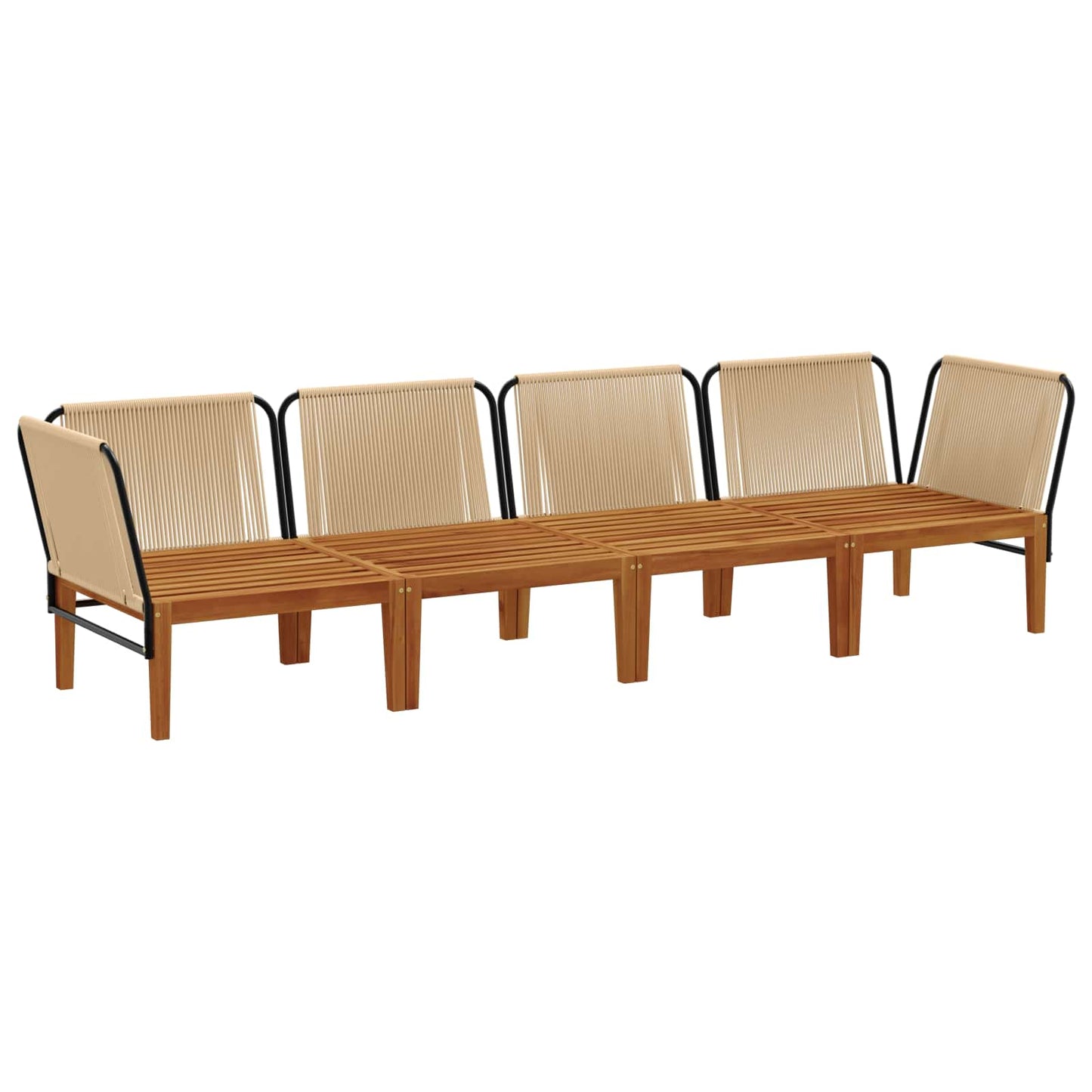 4 pcs Solid Acacia Wood & Rope Natural