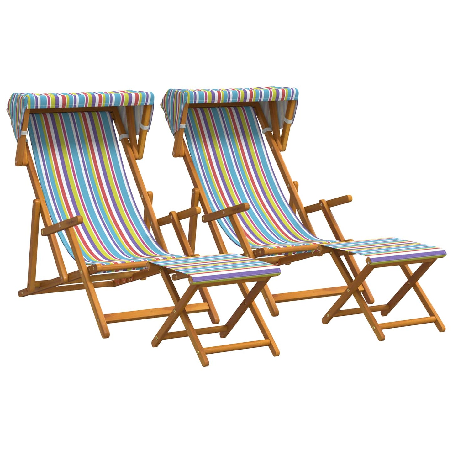 Deck Chair 4 pcs 3 Position Solid Eucalyptus Wood Multicolour