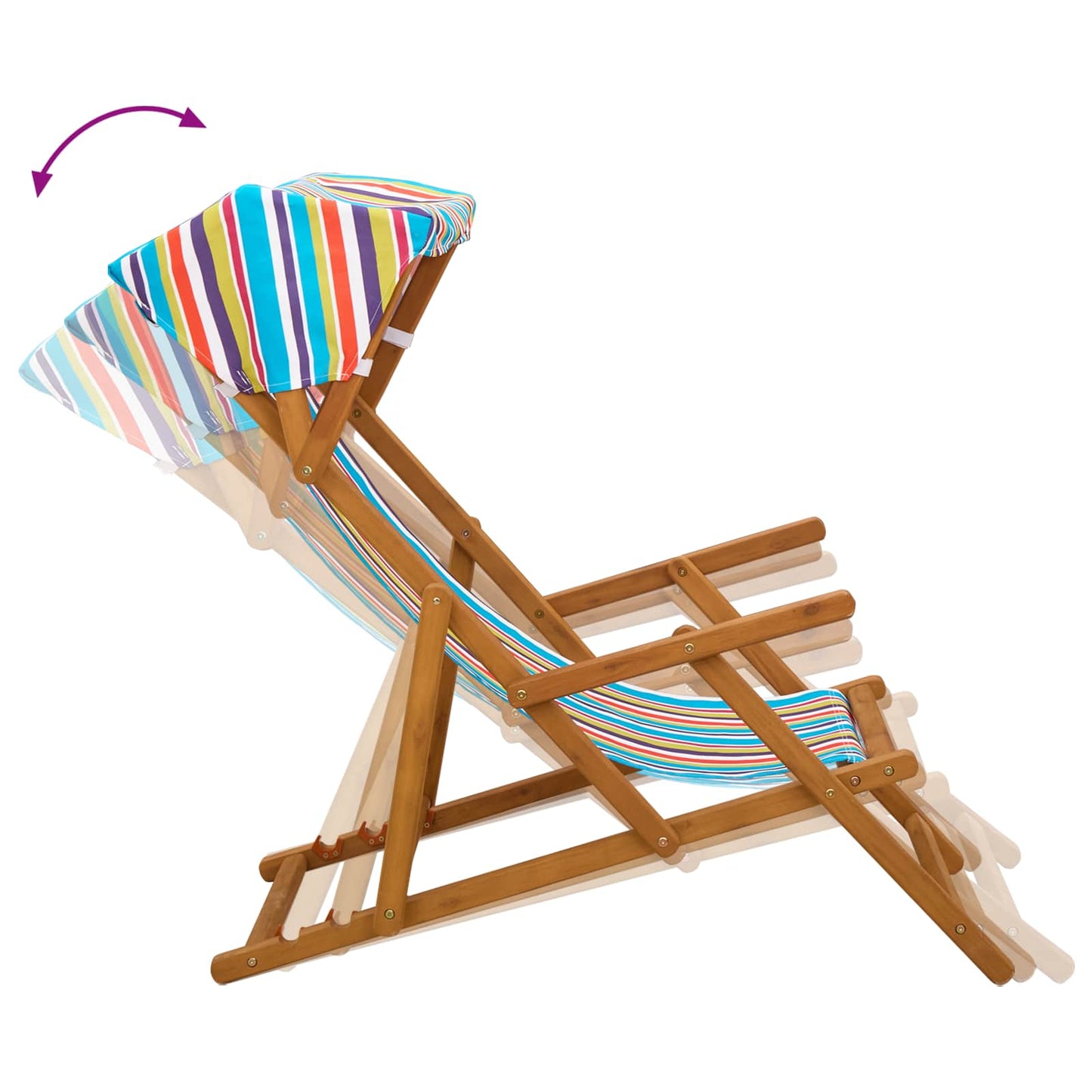 Deck Chair 4 pcs 3 Position Solid Eucalyptus Wood Multicolour