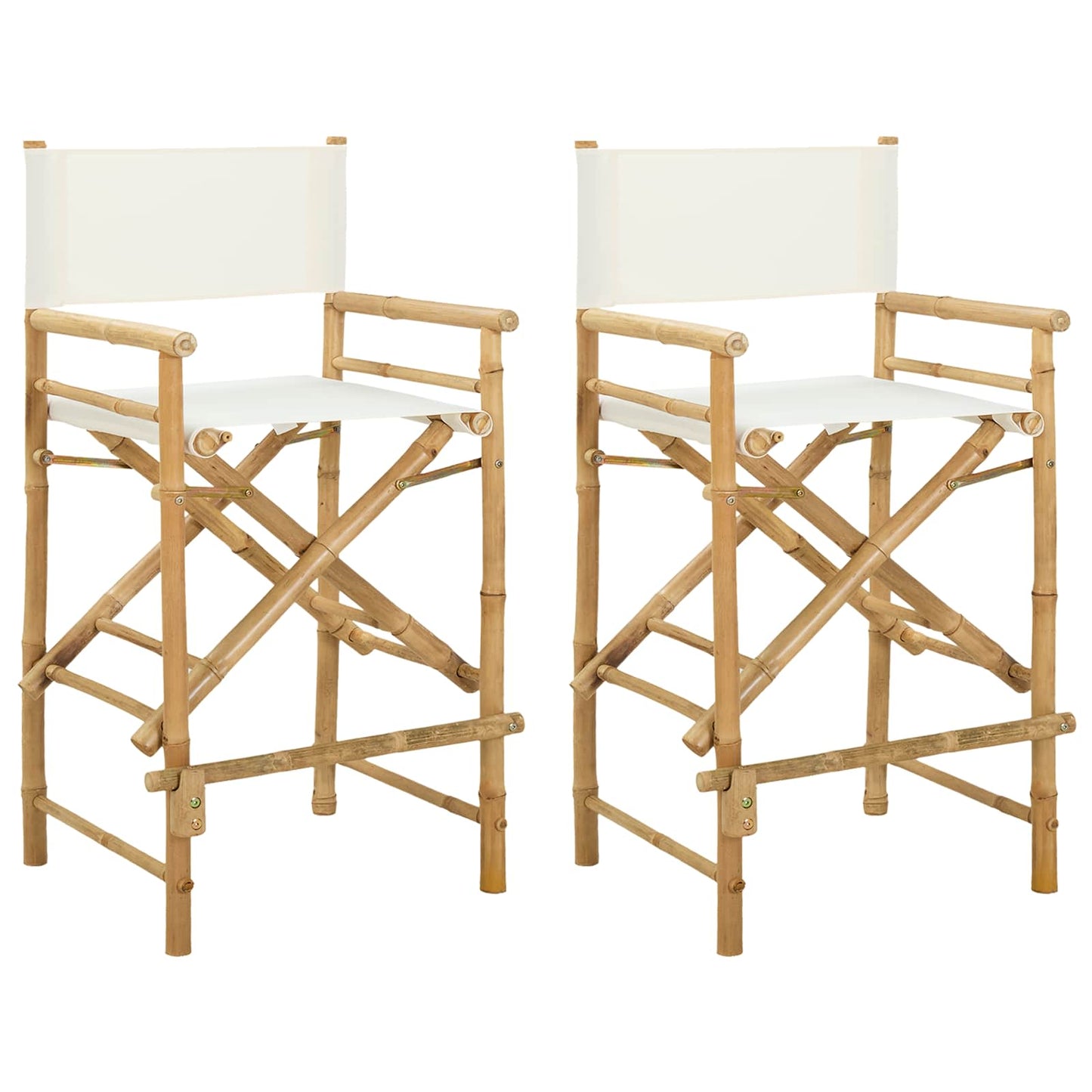 Folding Director's Chair 2 pcs Natural Bamboo